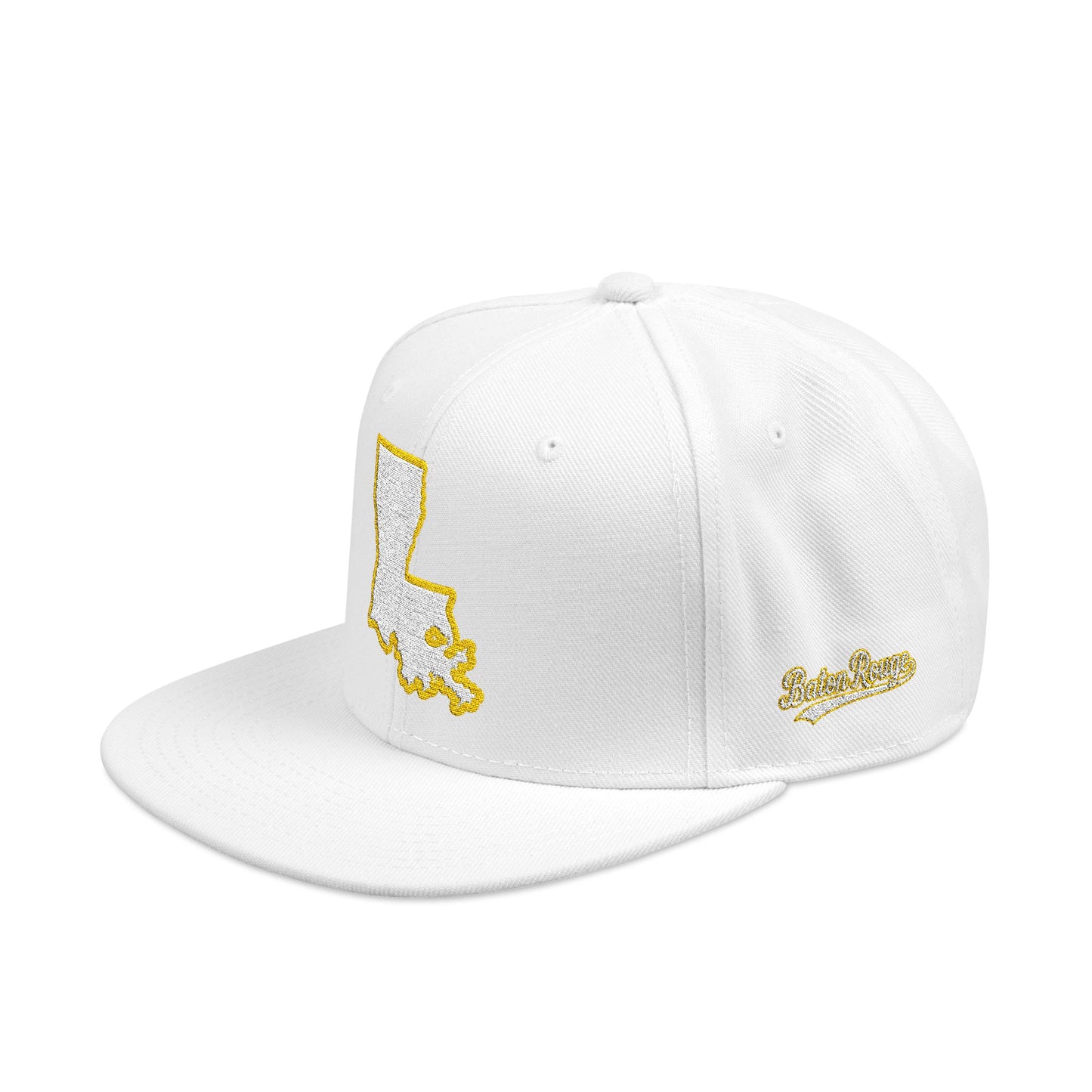Louisiana state outline white embroidered snapback hat – 318 Supply Co.