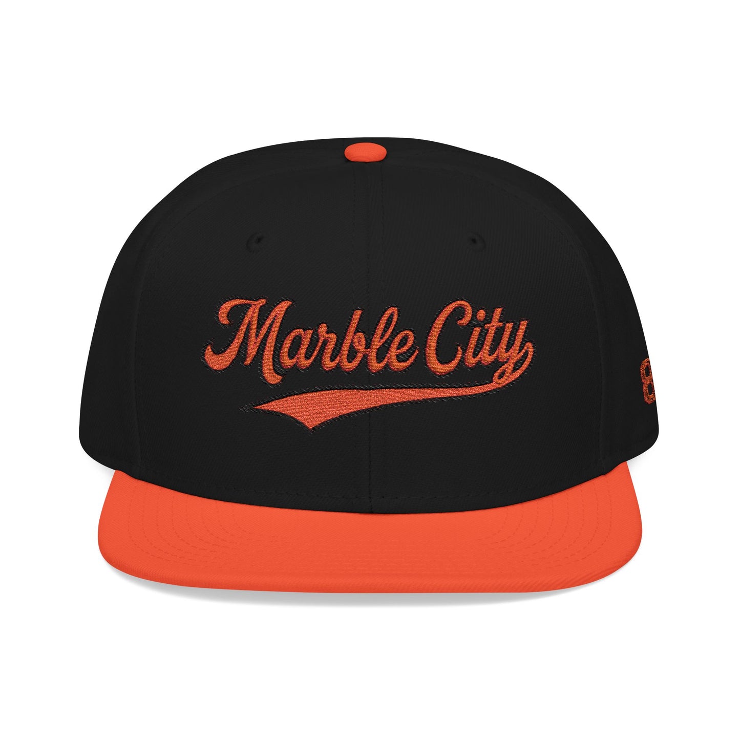 Embroidered 'Marble City' Orange Script with 865 Side Patch