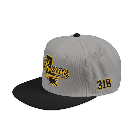 Louisiana Snapback Hat — Black & Gold Embroidered State Outline Cap