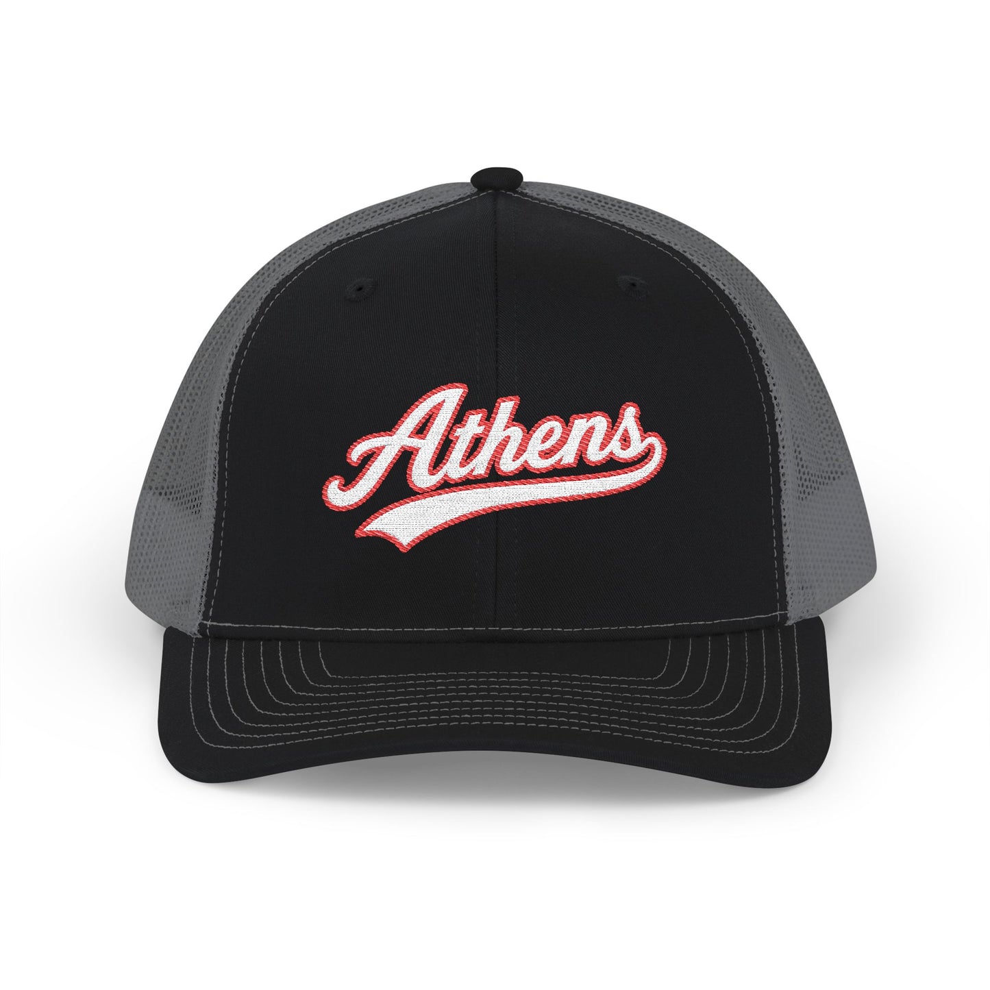 Athens white script retro embroidered trucker cap – 318 Supply Co.