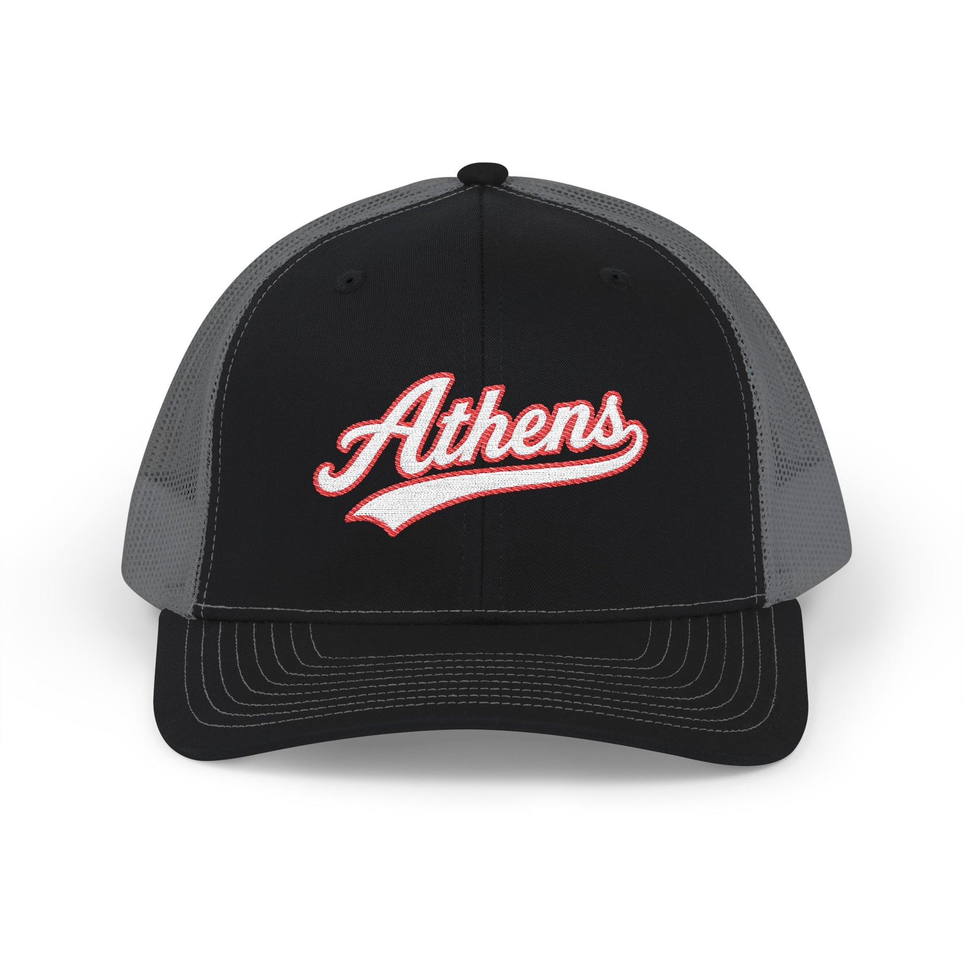 Athens white script retro embroidered trucker cap – 318 Supply Co.