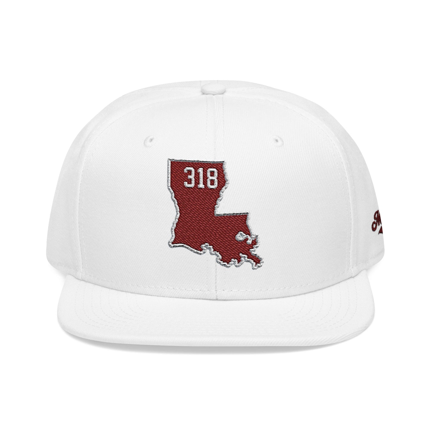 Louisiana Snapback Hat — Maroon Embroidered State Outline Cap