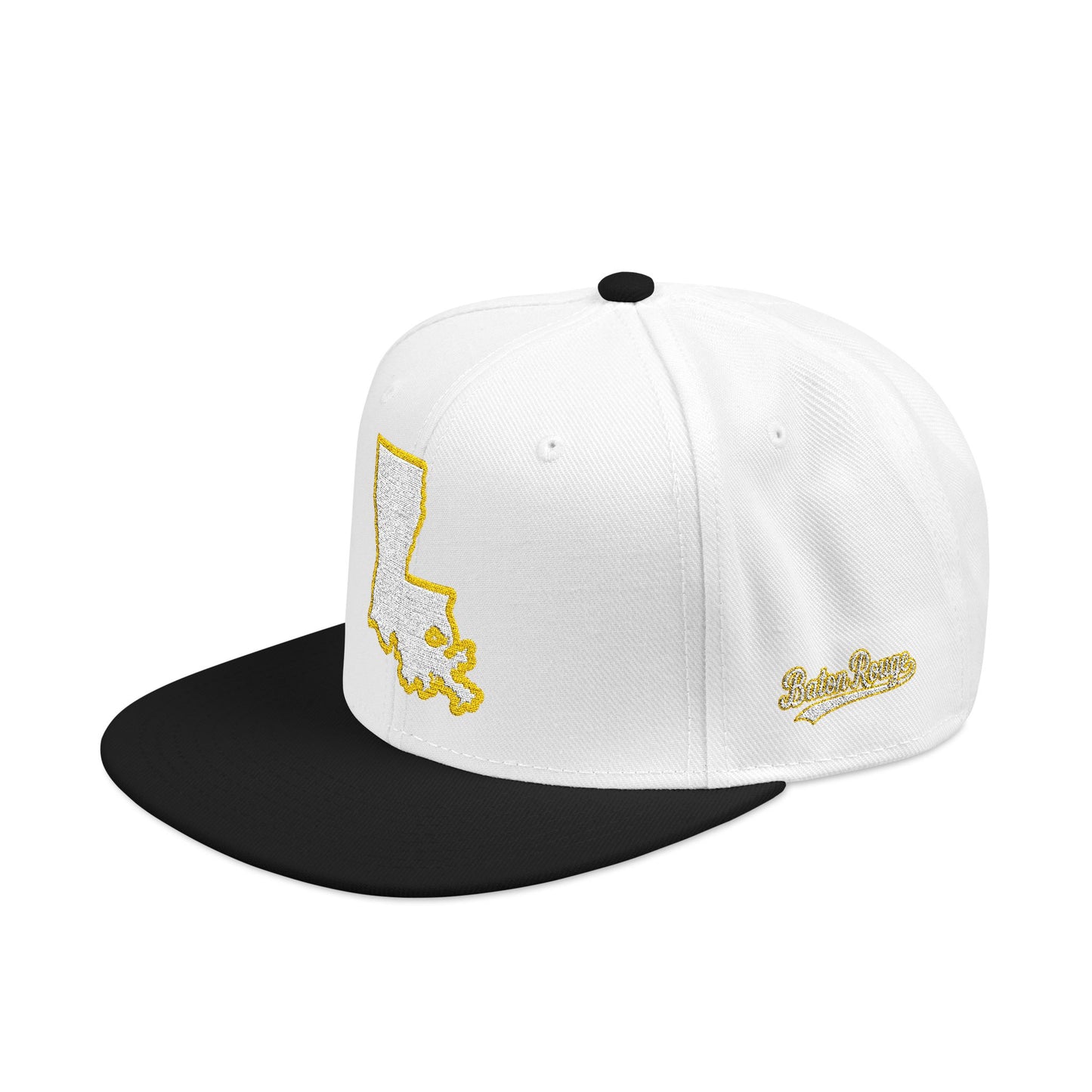 Louisiana state outline white embroidered snapback hat – 318 Supply Co.