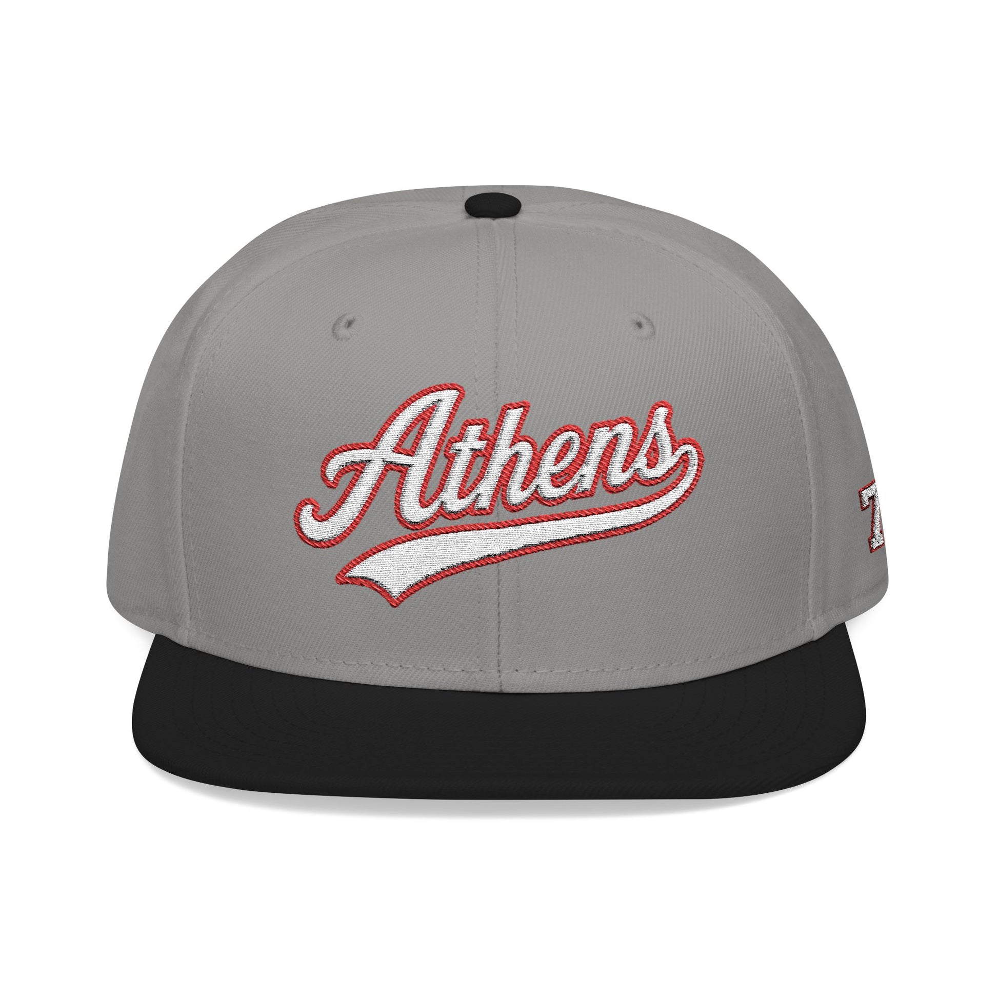 Athens white script embroidered snapback hat with 706 side stitch – 318 Supply Co.