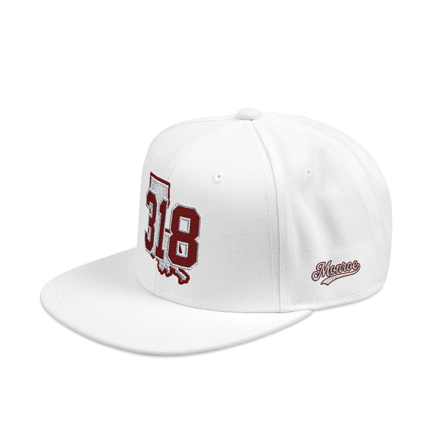 Louisiana Snapback Hat — White Embroidered State Outline Cap