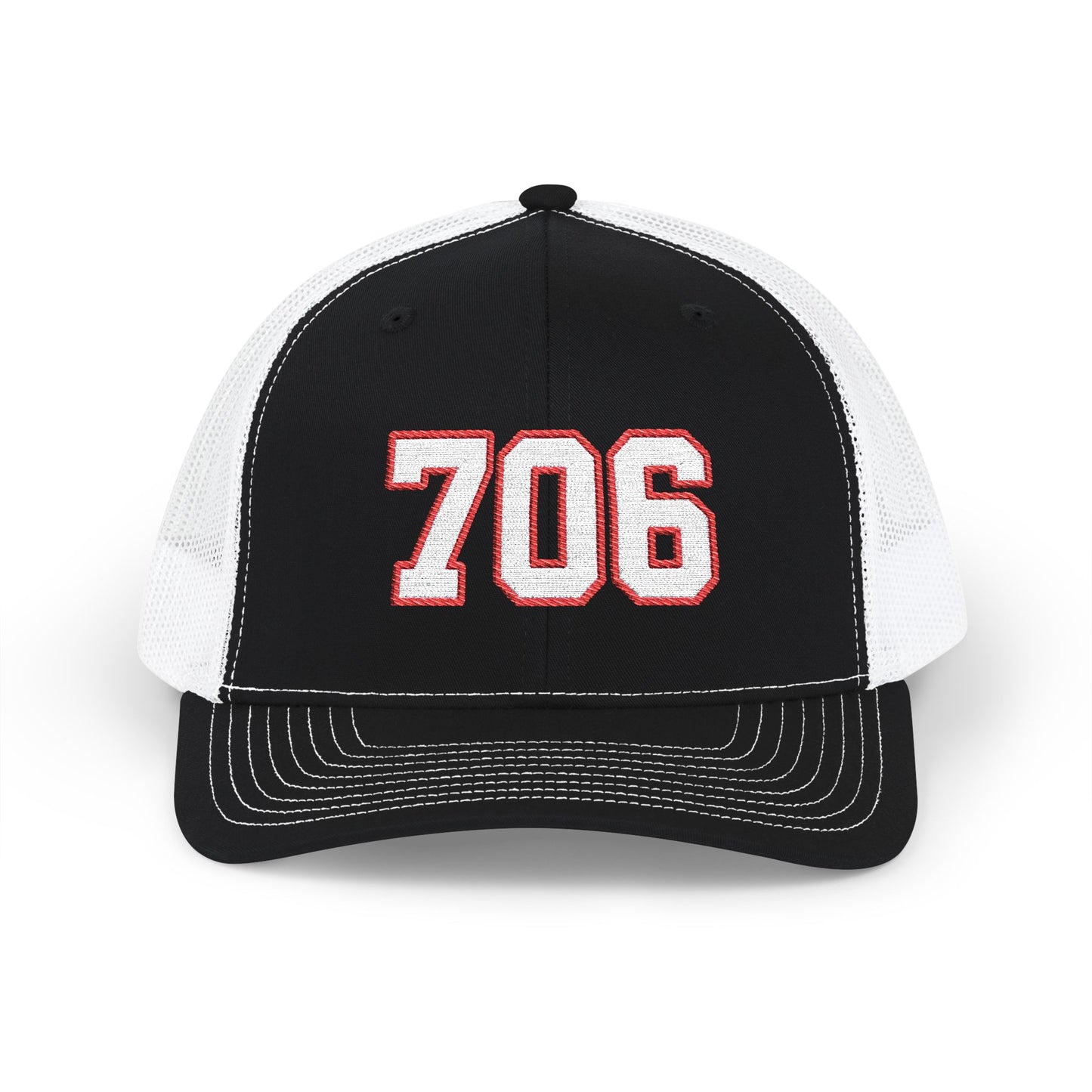 706 white embroidered mesh trucker snapback hat – 318 Supply Co.