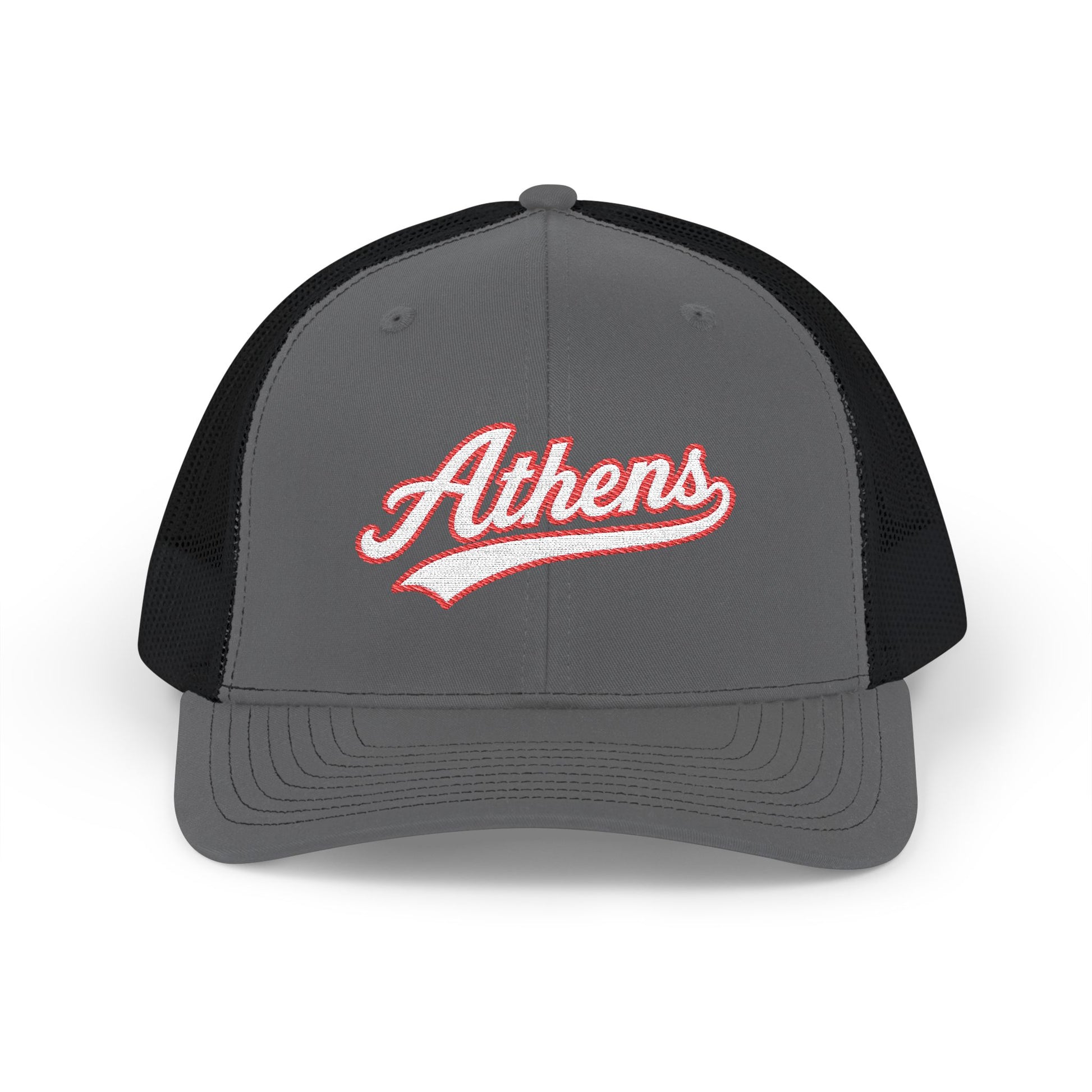 Athens white script retro embroidered trucker cap – 318 Supply Co.