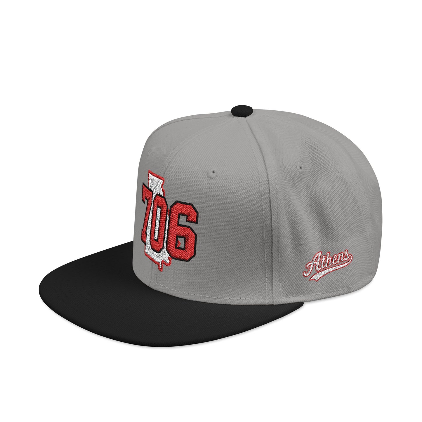 Georgia Snapback Hat — White Embroidered State Outline Cap