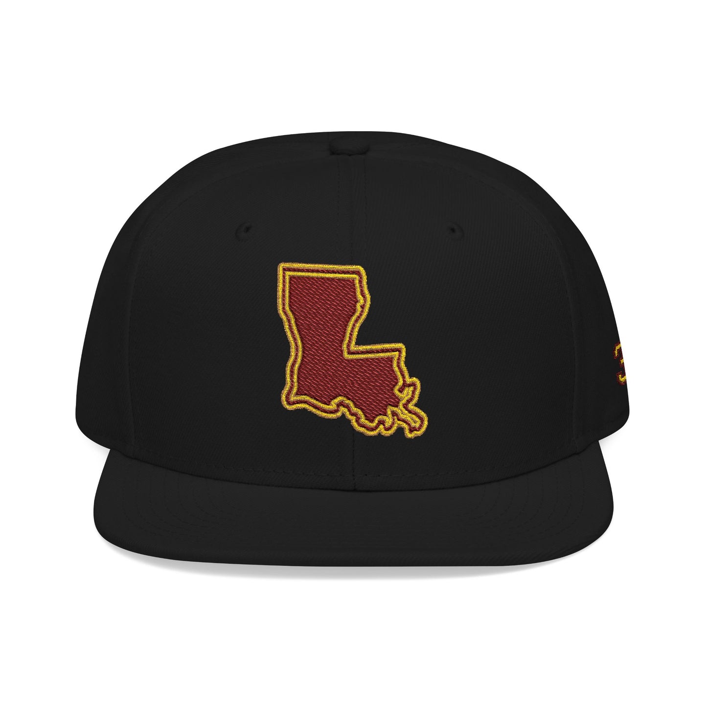 Louisiana Snapback Hat — Maroon & Gold Embroidered State Outline Cap