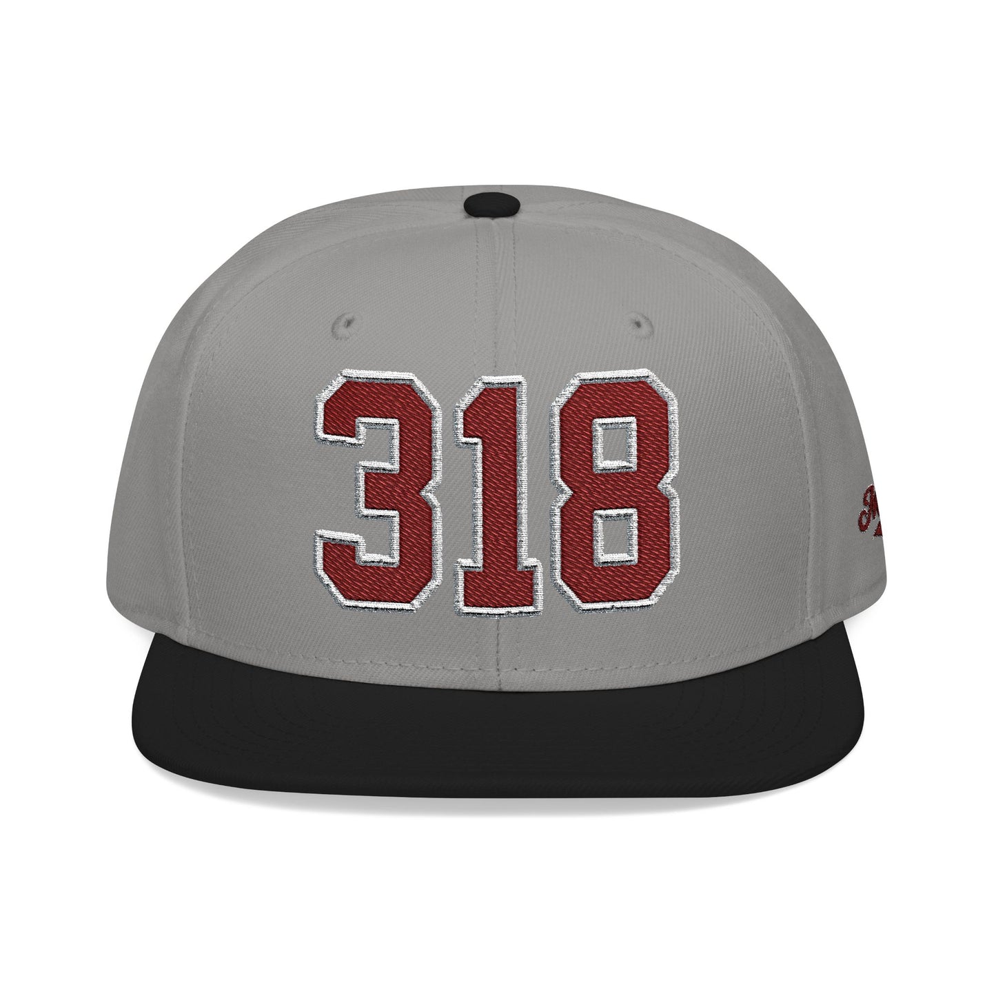 318 Maroon Embroidered Snapback Hat — Vintage Varsity Number Cap