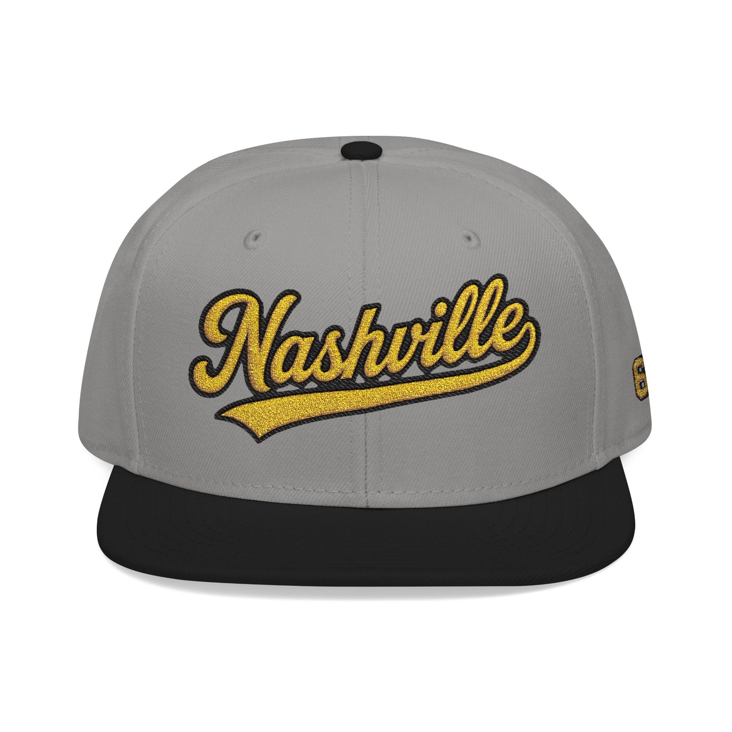 Nashville Snapback Hat — Gold Embroidered Script Cap