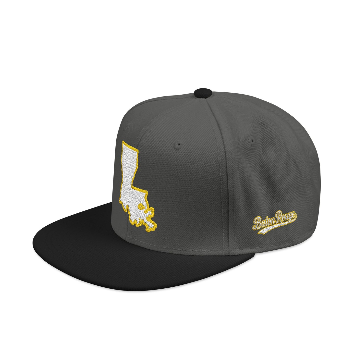 Louisiana state outline white embroidered snapback hat – 318 Supply Co.