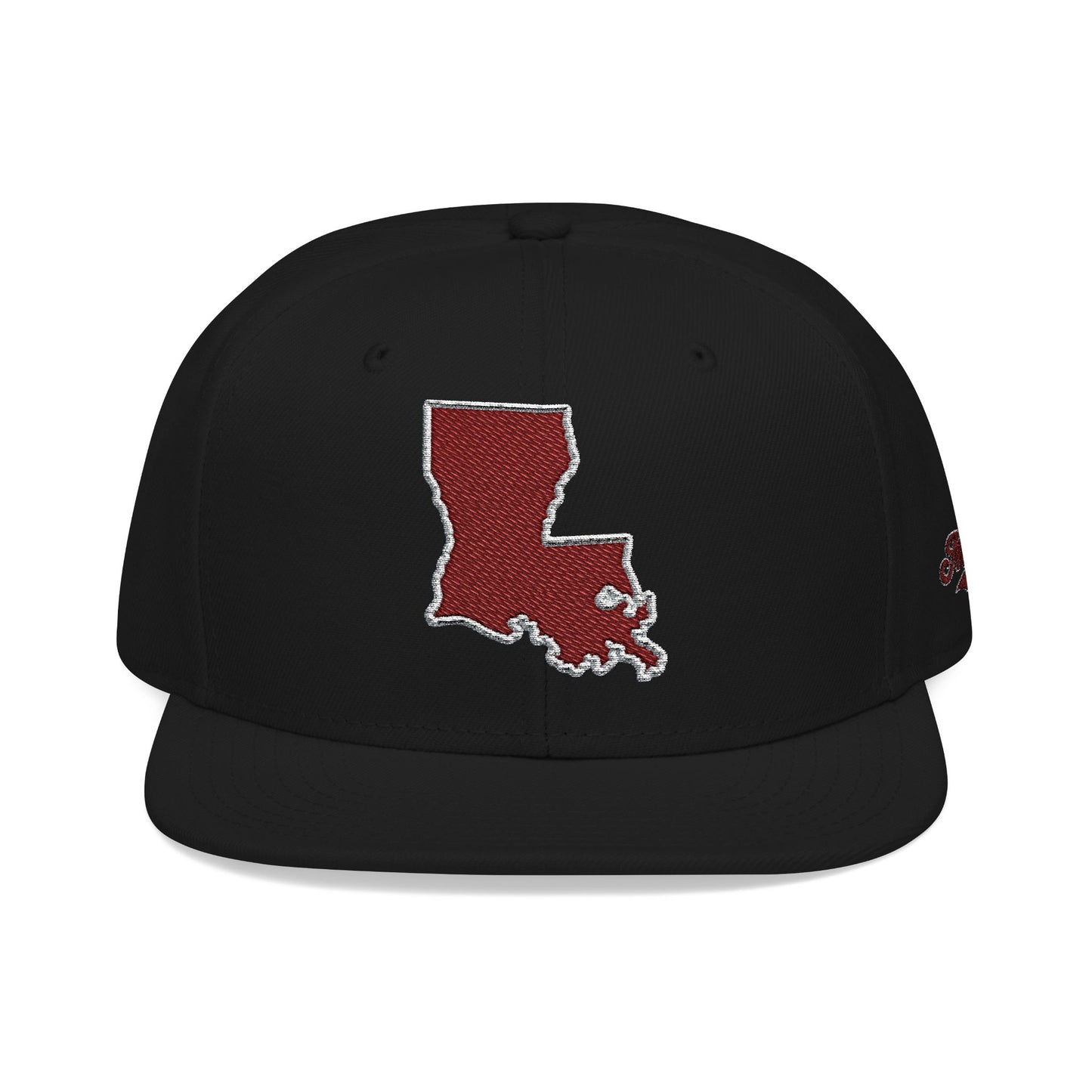Louisiana Snapback Hat — Maroon Embroidered State Outline Cap