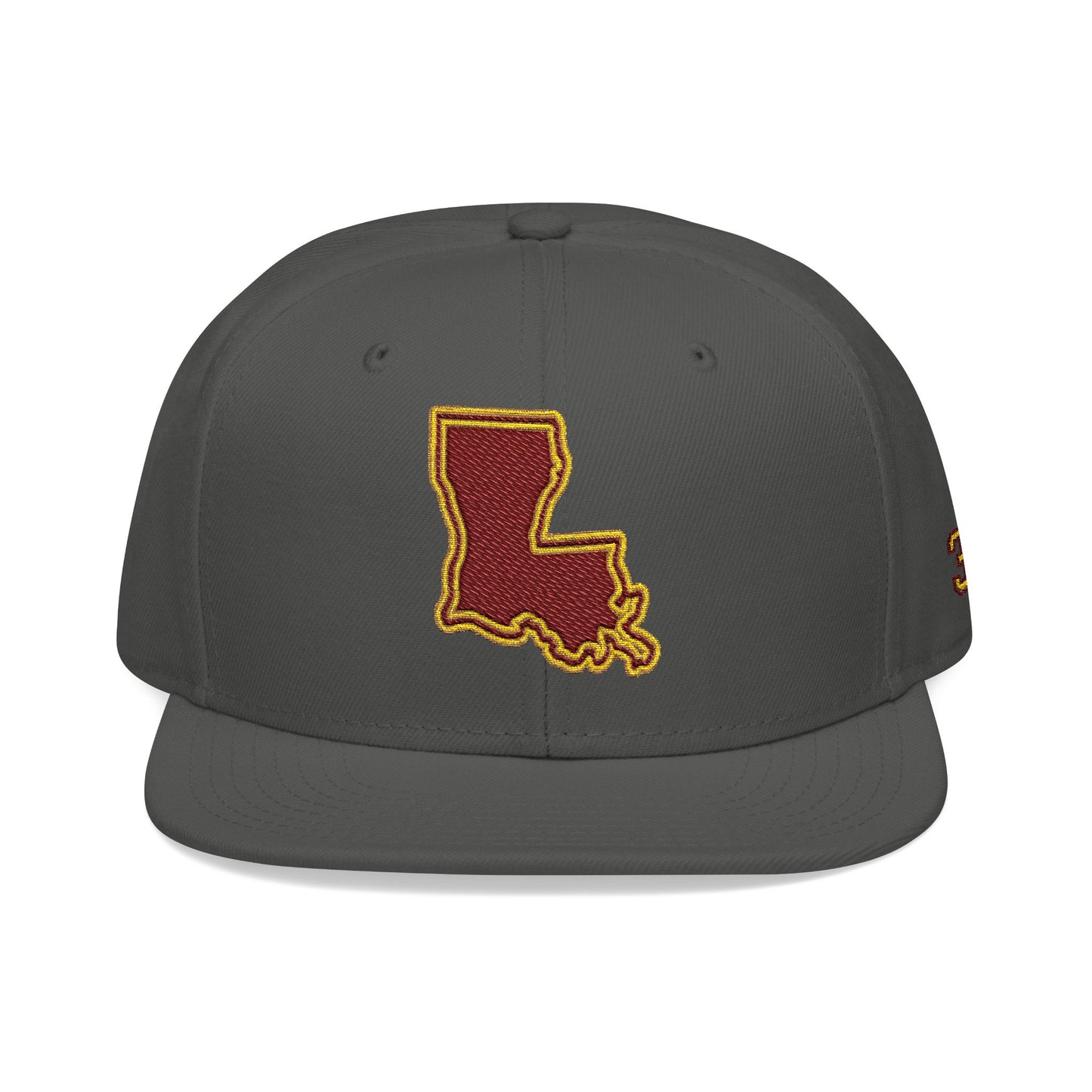 Louisiana Snapback Hat — Maroon & Gold Embroidered State Outline Cap