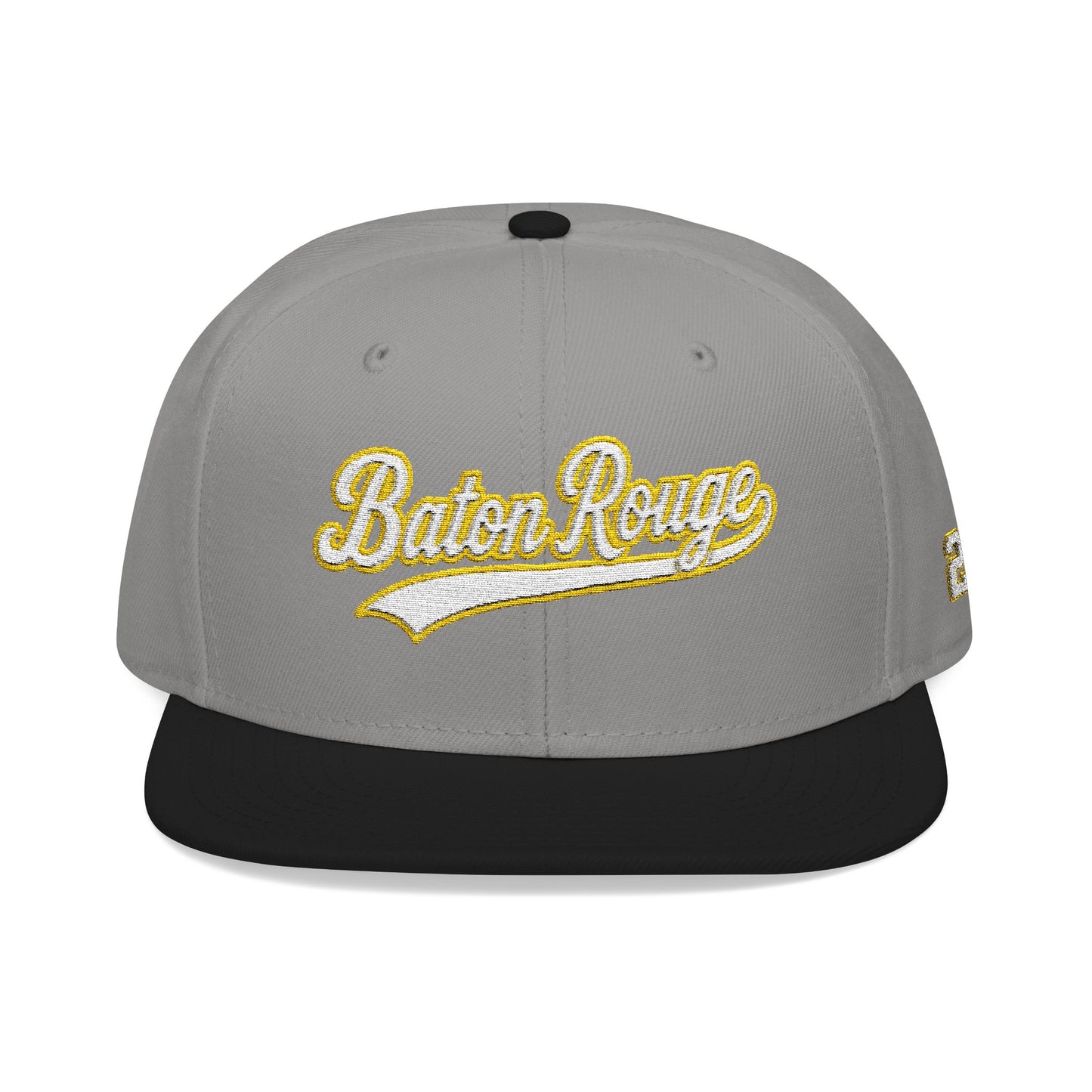 Baton Rouge white script embroidered snapback hat with 225 side stitch – 318 Supply Co.
