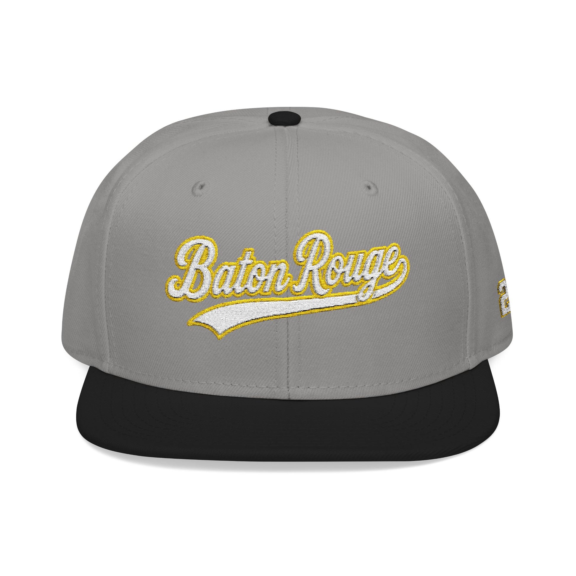 Baton Rouge white script embroidered snapback hat with 225 side stitch – 318 Supply Co.