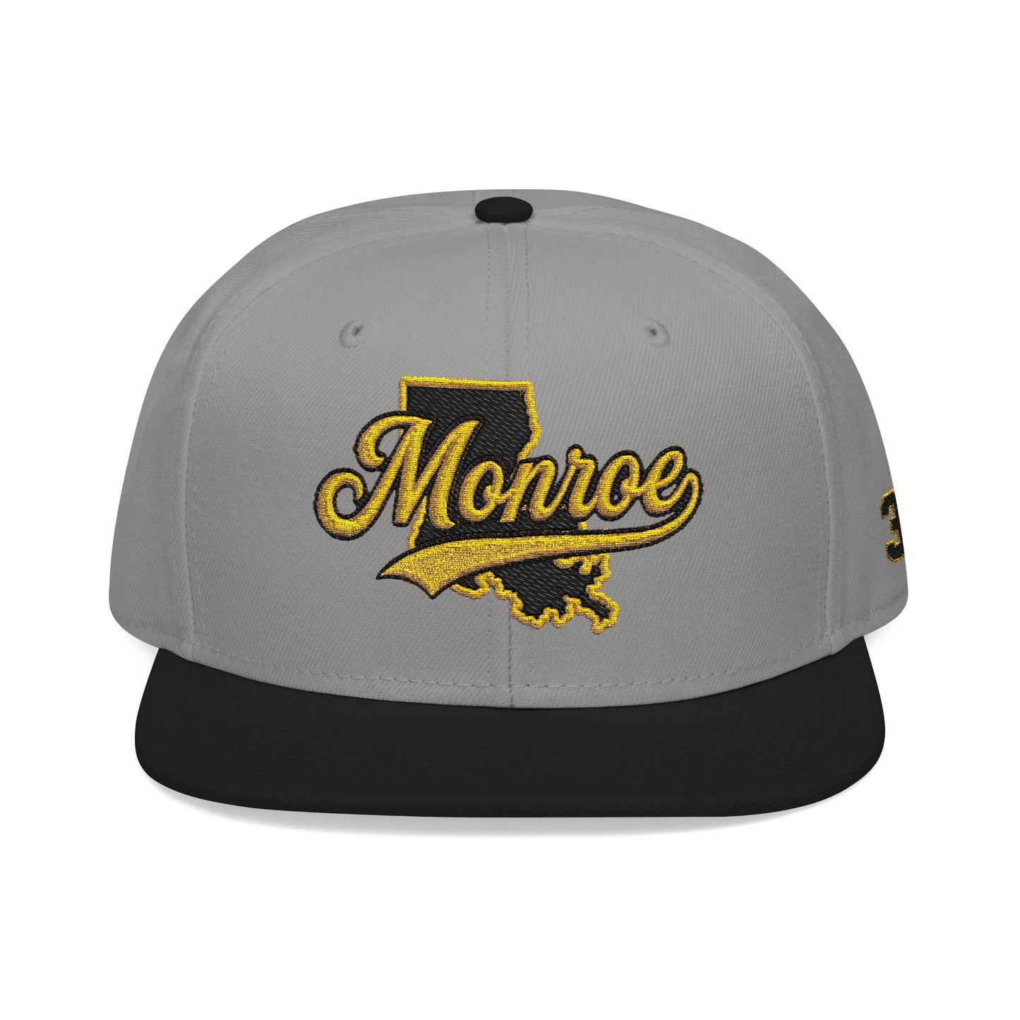 Louisiana Snapback Hat — Black & Gold Embroidered State Outline Cap