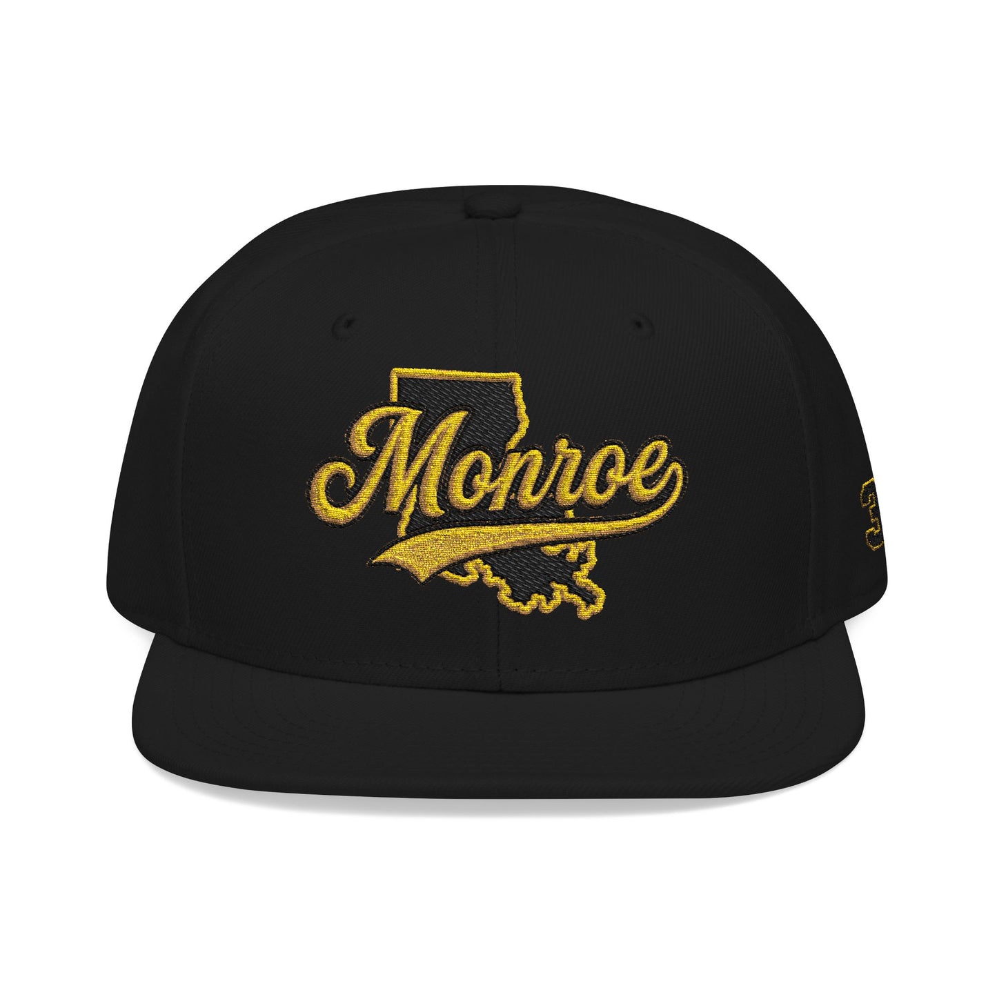Louisiana Snapback Hat — Black & Gold Embroidered State Outline Cap