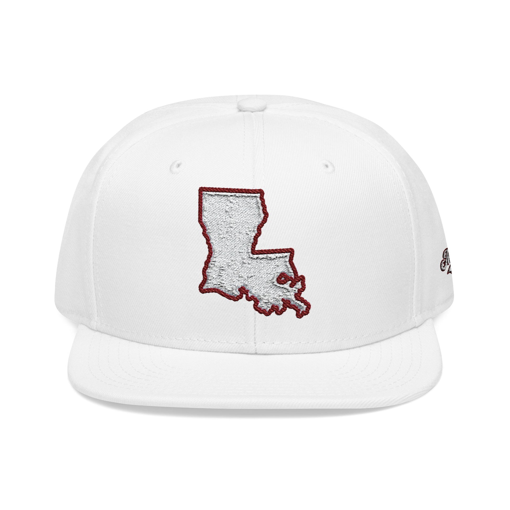 Louisiana state outline white embroidered snapback hat – 318 Supply Co.