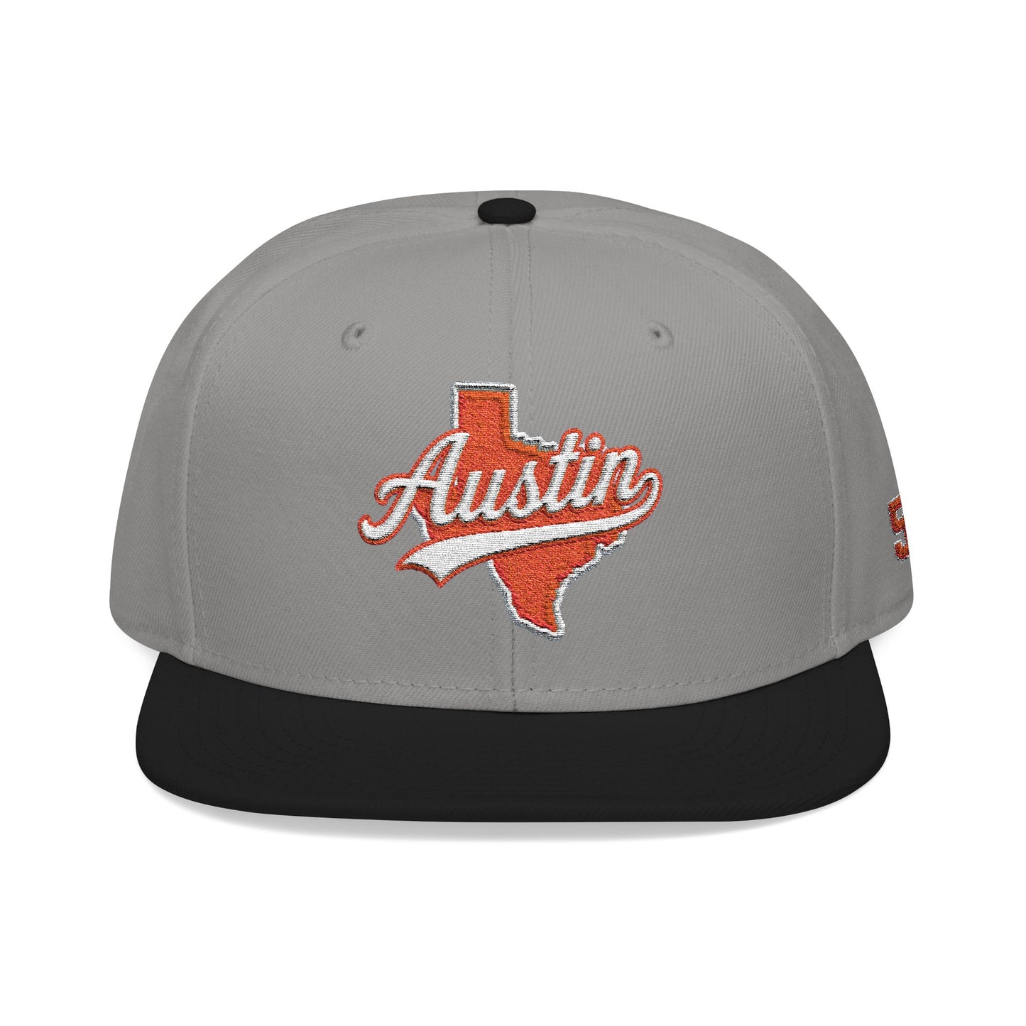 Texas Outline Snapback Hat with Orange 512 Embroidery — Austin Pride Baseball Cap