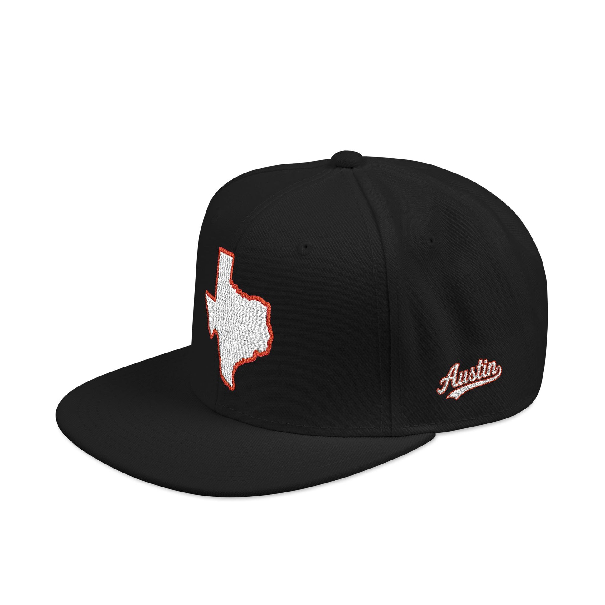 Texas state outline white embroidered snapback hat – 318 Supply Co.