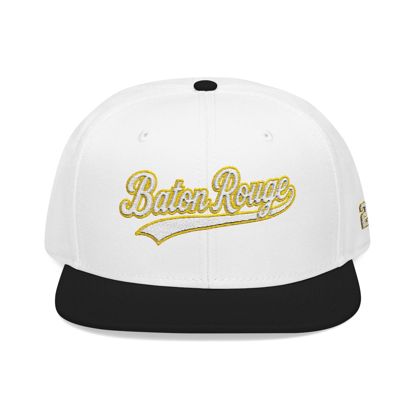 Baton Rouge white script embroidered snapback hat with 225 side stitch – 318 Supply Co.