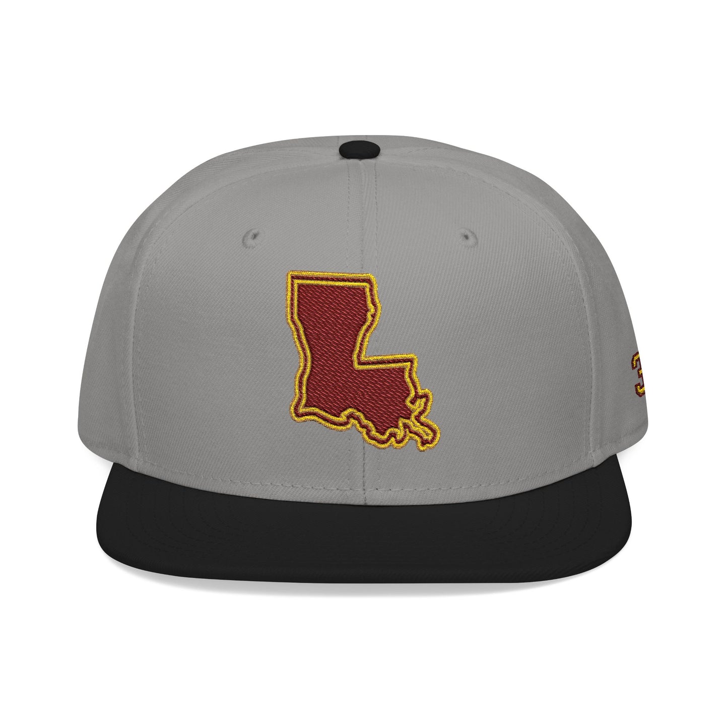 Louisiana Snapback Hat — Maroon & Gold Embroidered State Outline Cap