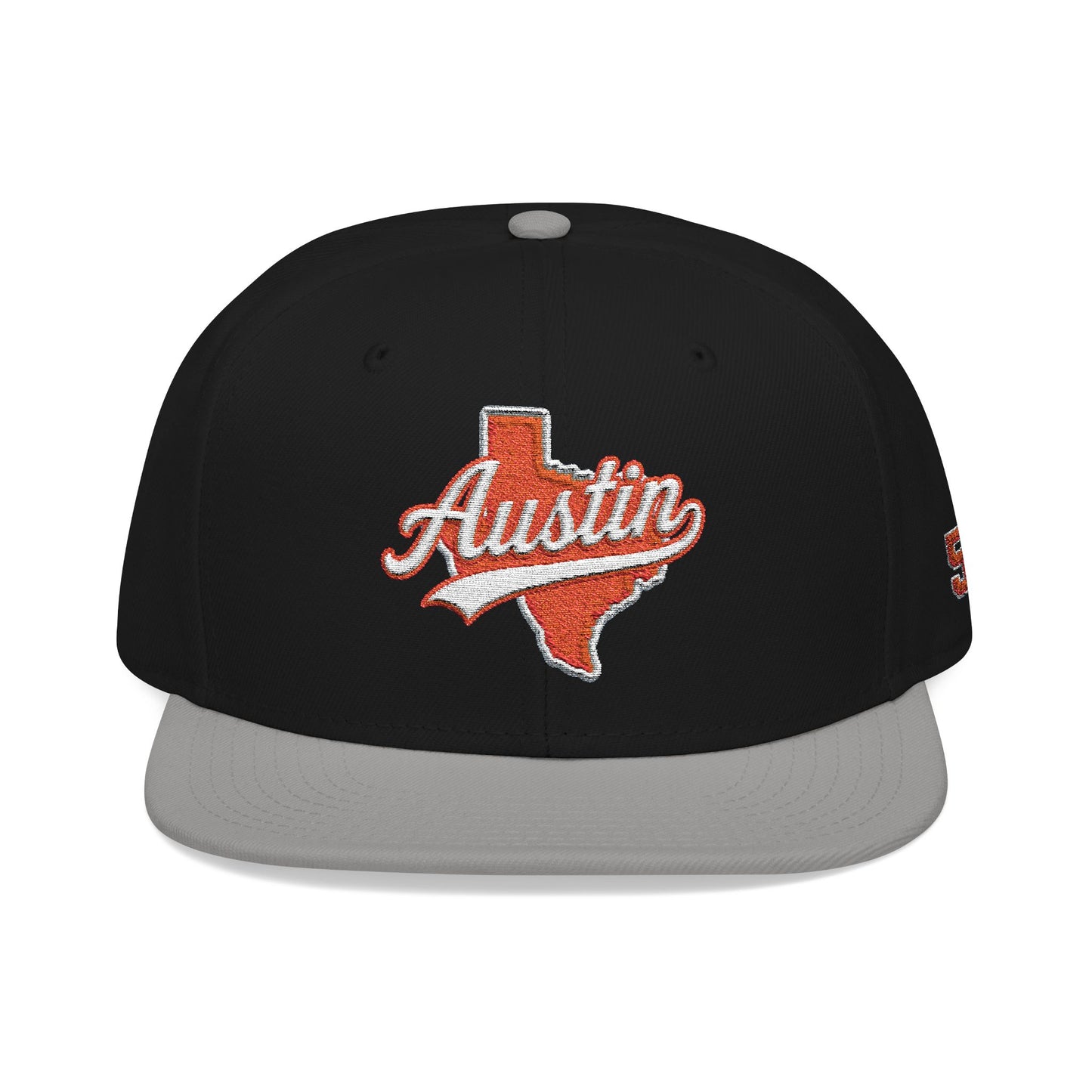 Texas Outline Snapback Hat with Orange 512 Embroidery — Austin Pride Baseball Cap