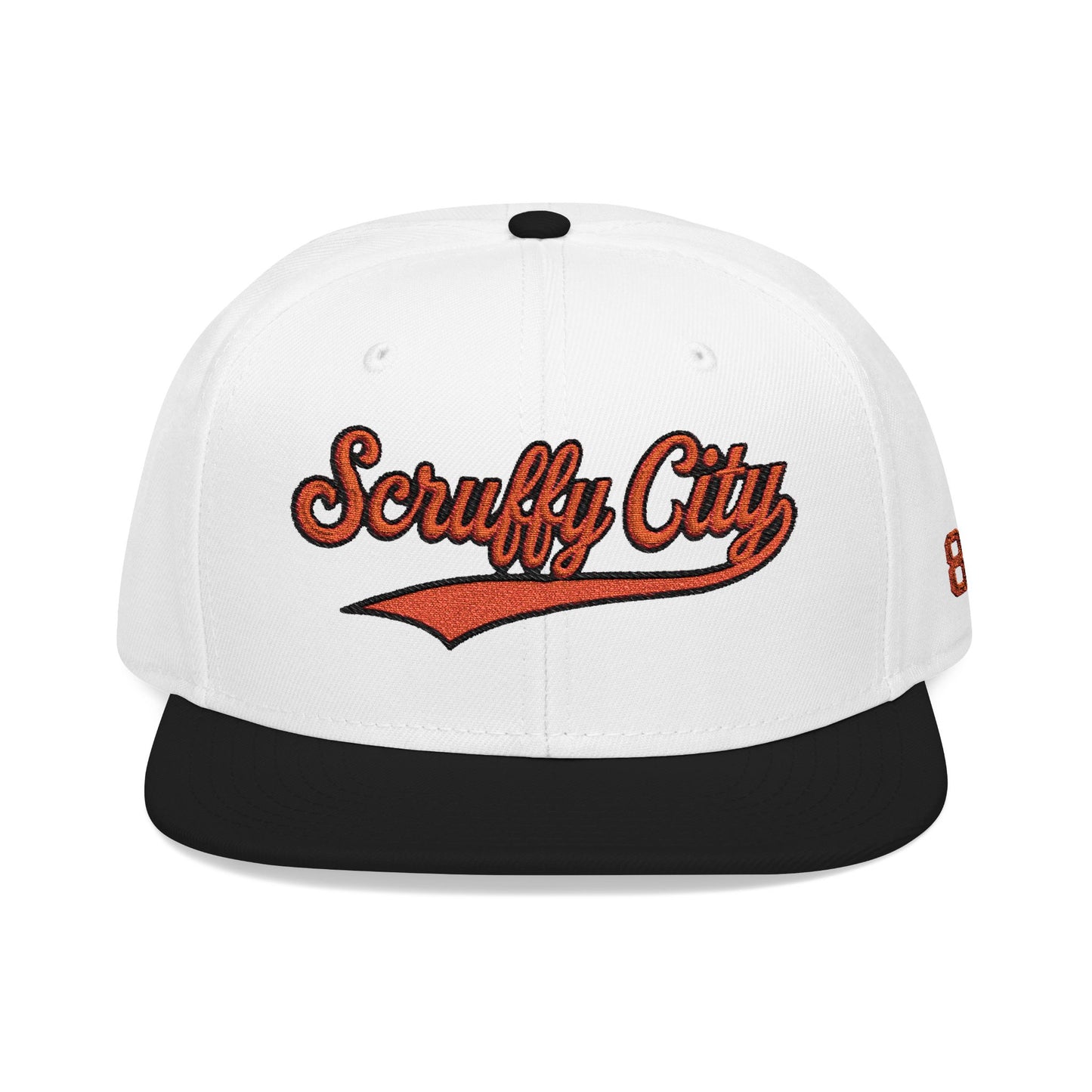 Embroidered 'Scruffy City' Orange Script with 865 Side Patch