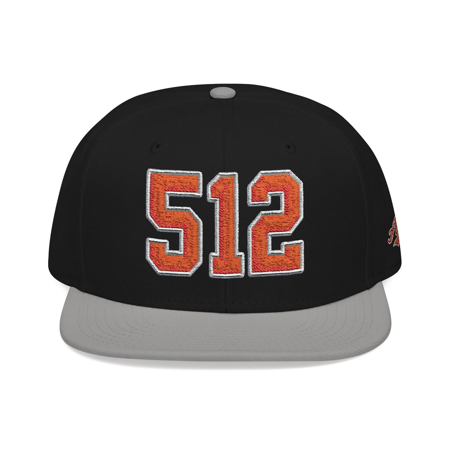 512 Orange Embroidered Snapback Hat — Vintage Varsity Number Cap
