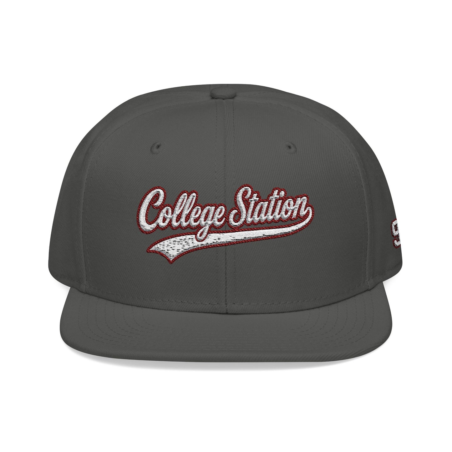 College Station white script embroidered snapback hat with 979 side stitch – 318 Supply Co.