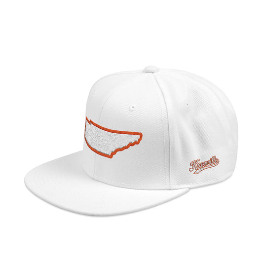 Tennessee state outline white embroidered snapback hat – 318 Supply Co.