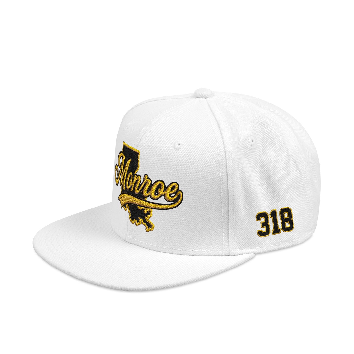 Louisiana Snapback Hat — Black & Gold Embroidered State Outline Cap