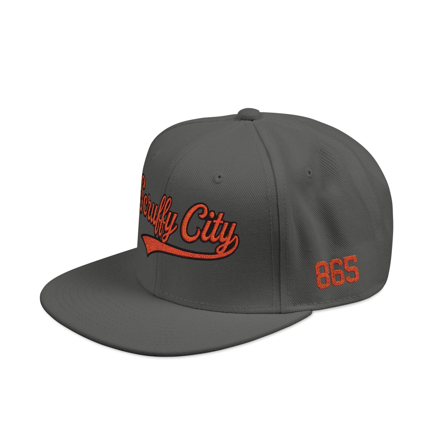 Embroidered 'Scruffy City' Orange Script with 865 Side Patch