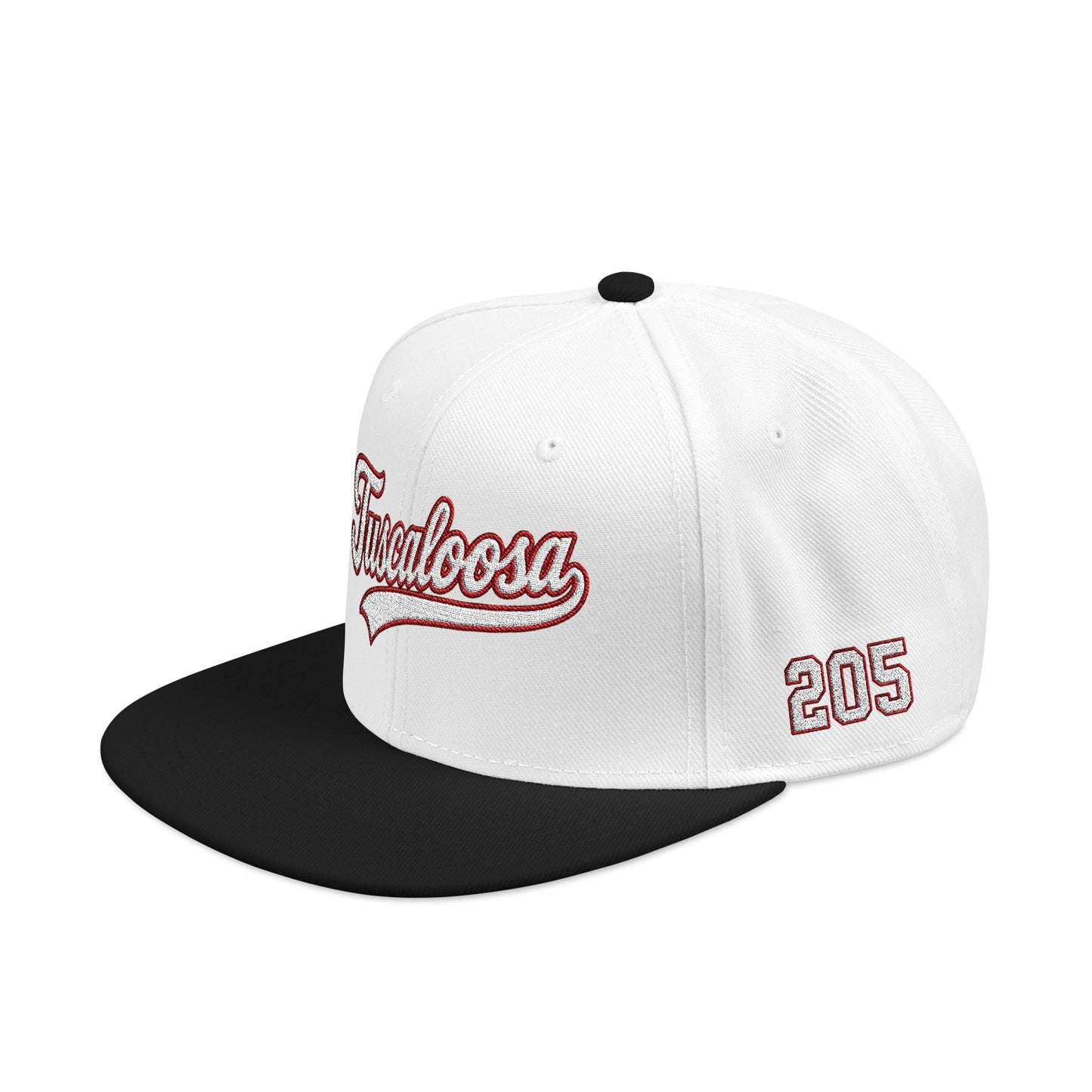 Tuscaloosa white script embroidered snapback hat with 205 side stitch – 318 Supply Co.