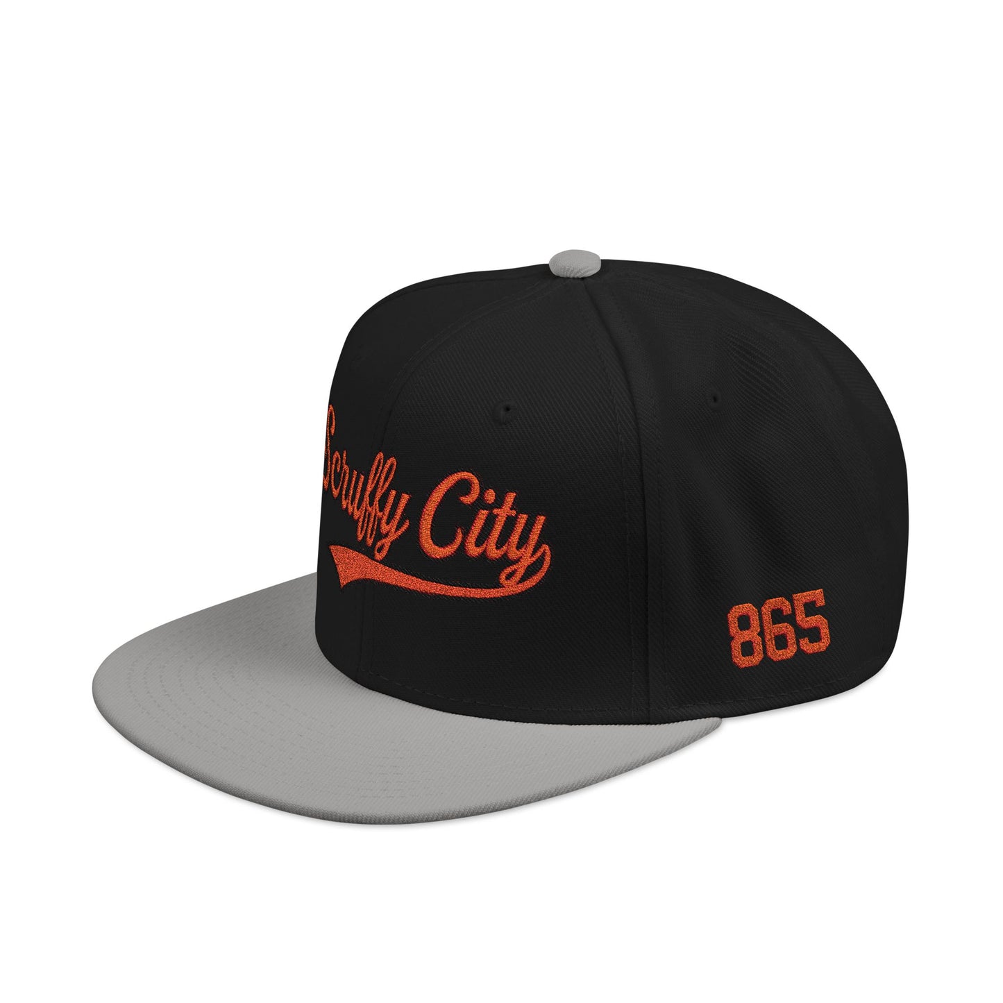 Embroidered 'Scruffy City' Orange Script with 865 Side Patch