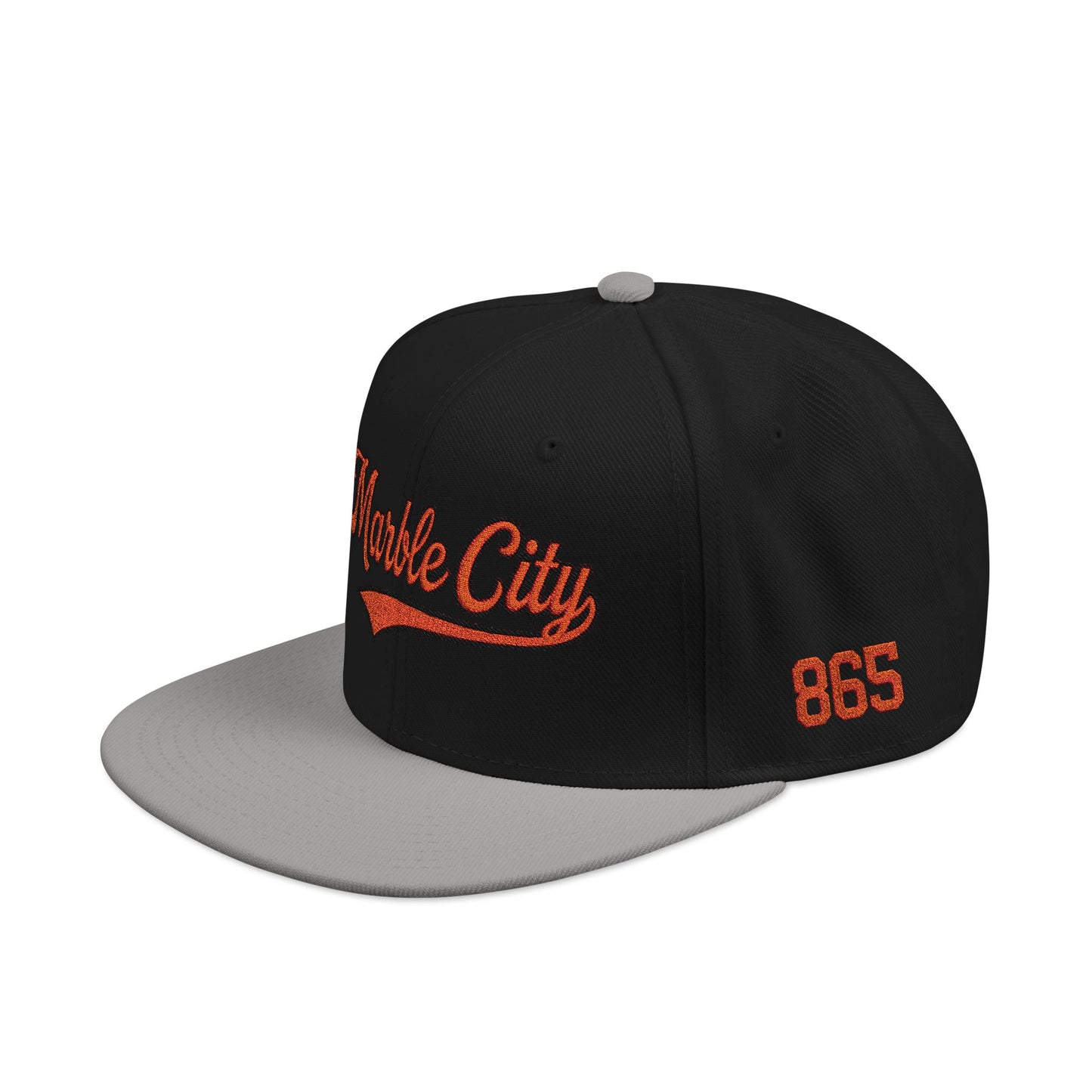 Embroidered 'Marble City' Orange Script with 865 Side Patch