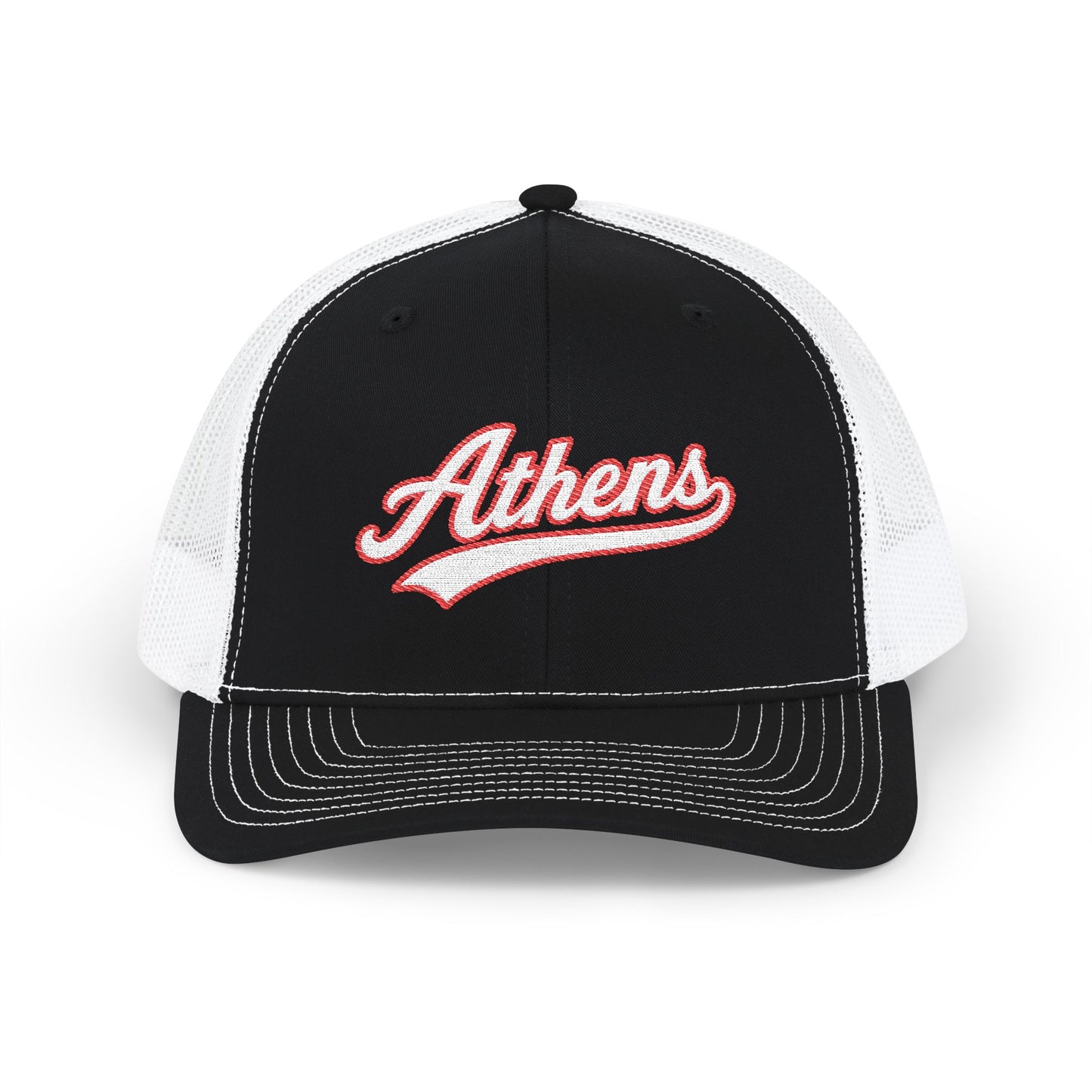 Athens white script retro embroidered trucker cap – 318 Supply Co.