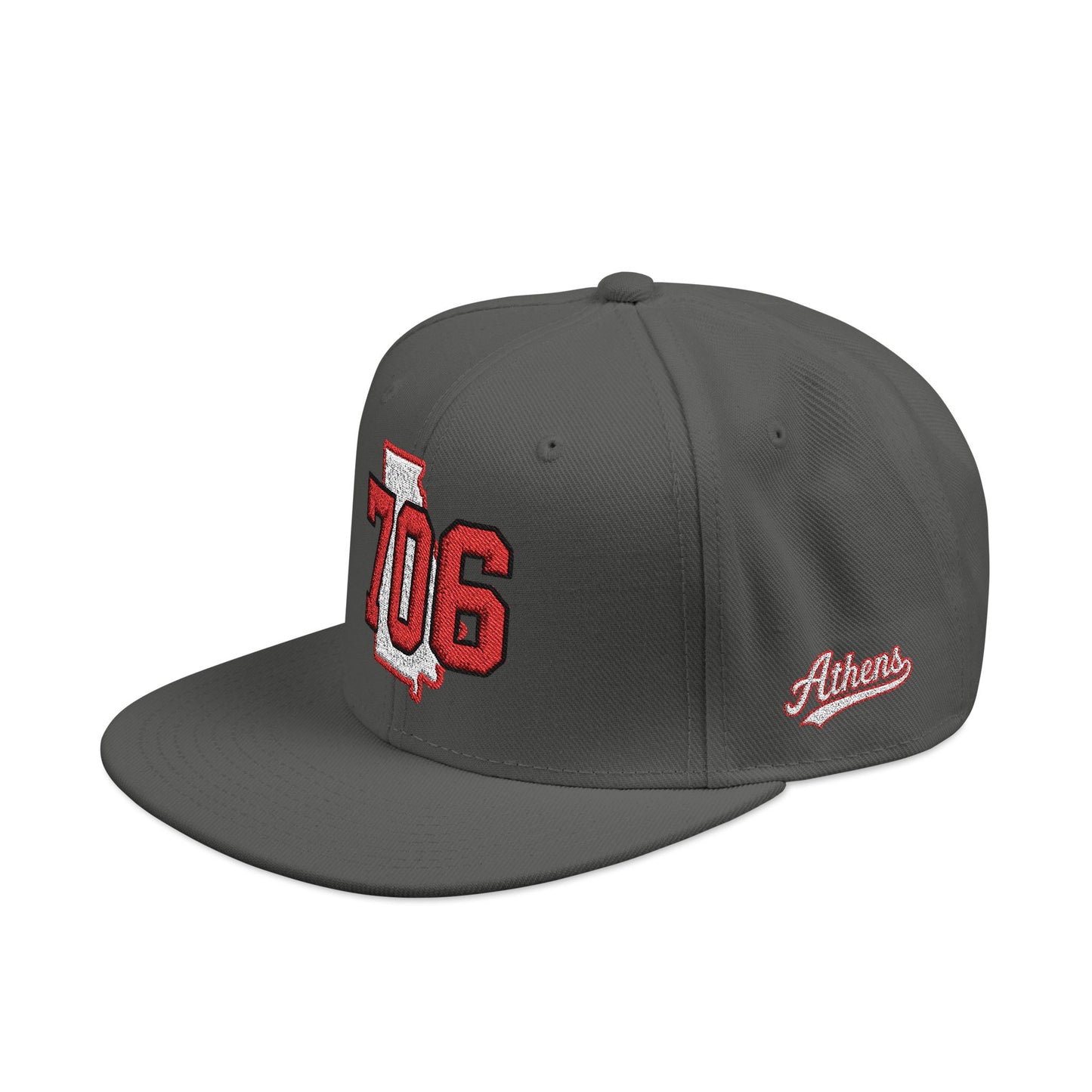 Georgia Snapback Hat — White Embroidered State Outline Cap
