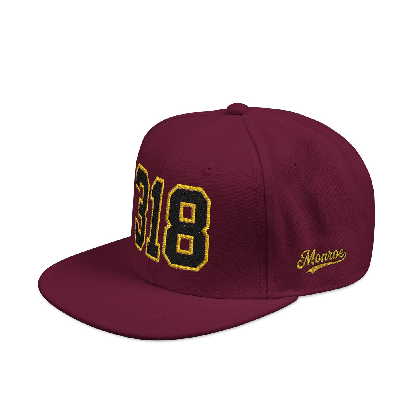 318 Black & Gold Embroidered Snapback Hat — Vintage Varsity Number Cap