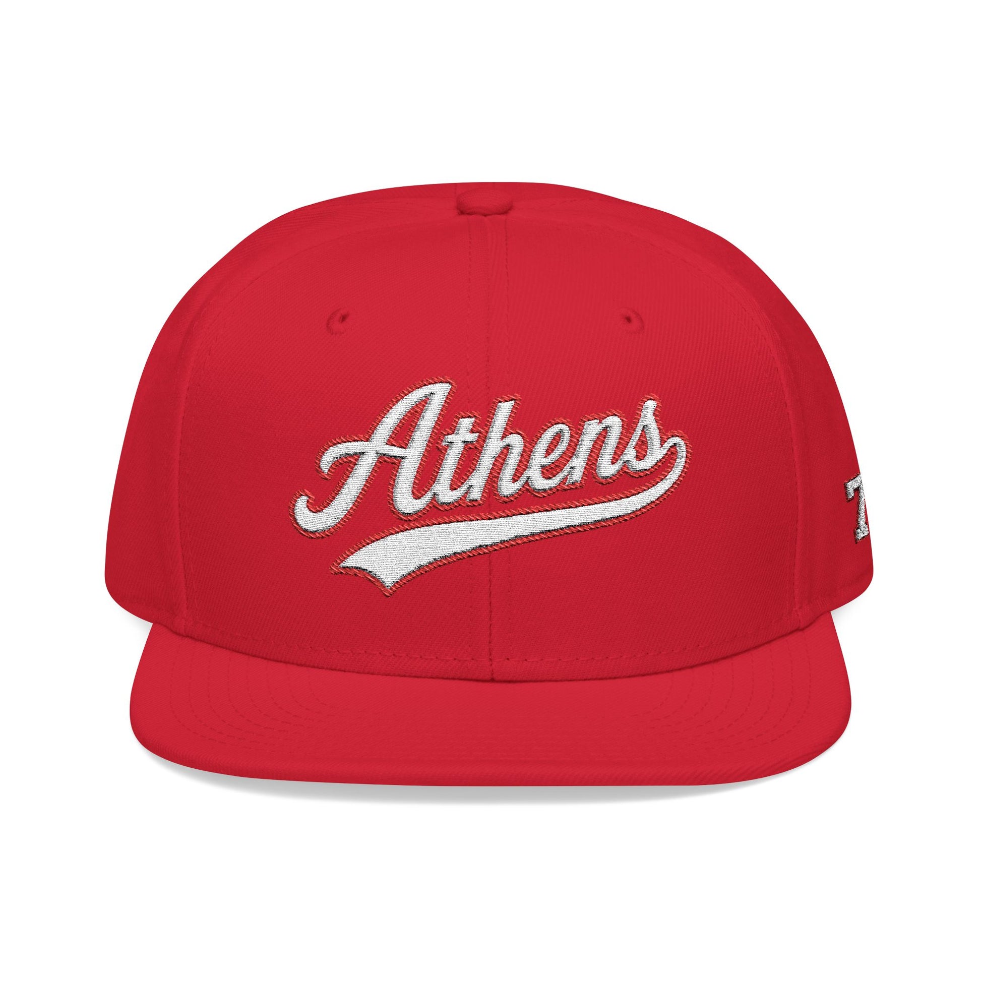 Athens white script embroidered snapback hat with 706 side stitch – 318 Supply Co.