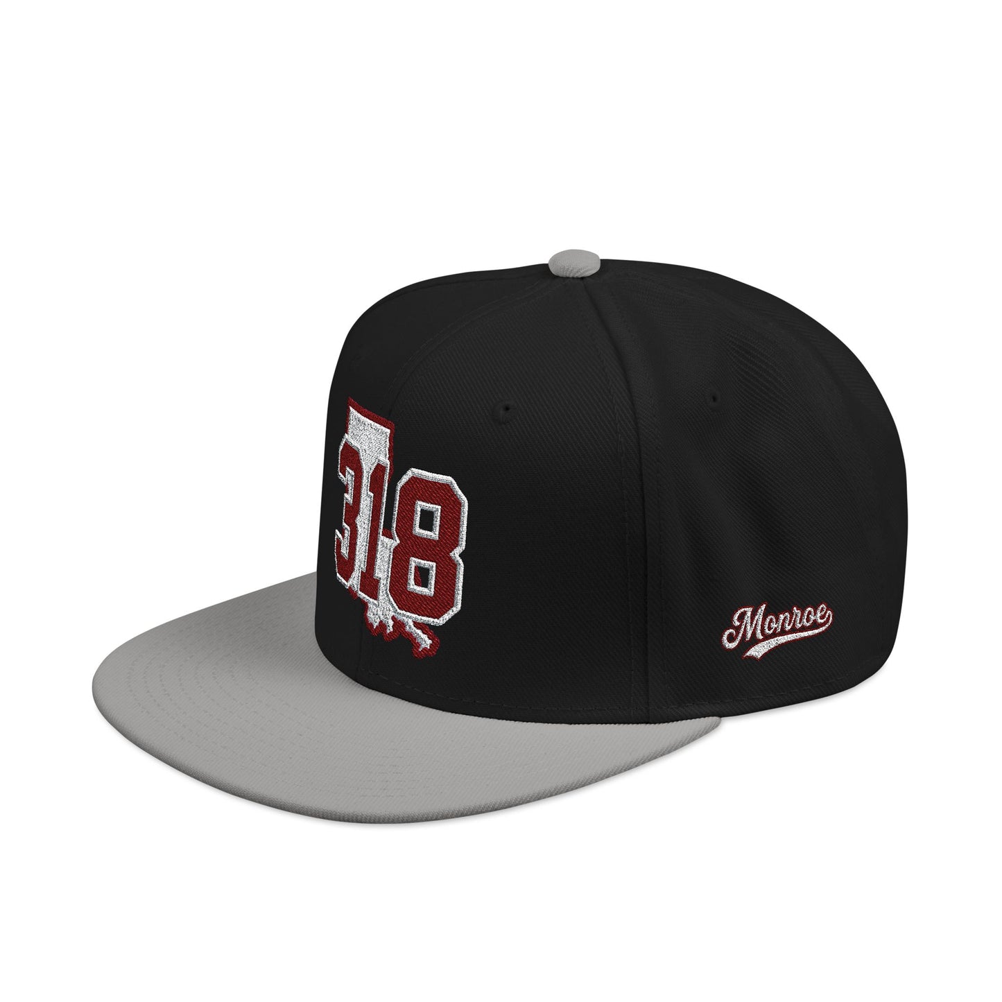 Louisiana Snapback Hat — White Embroidered State Outline Cap
