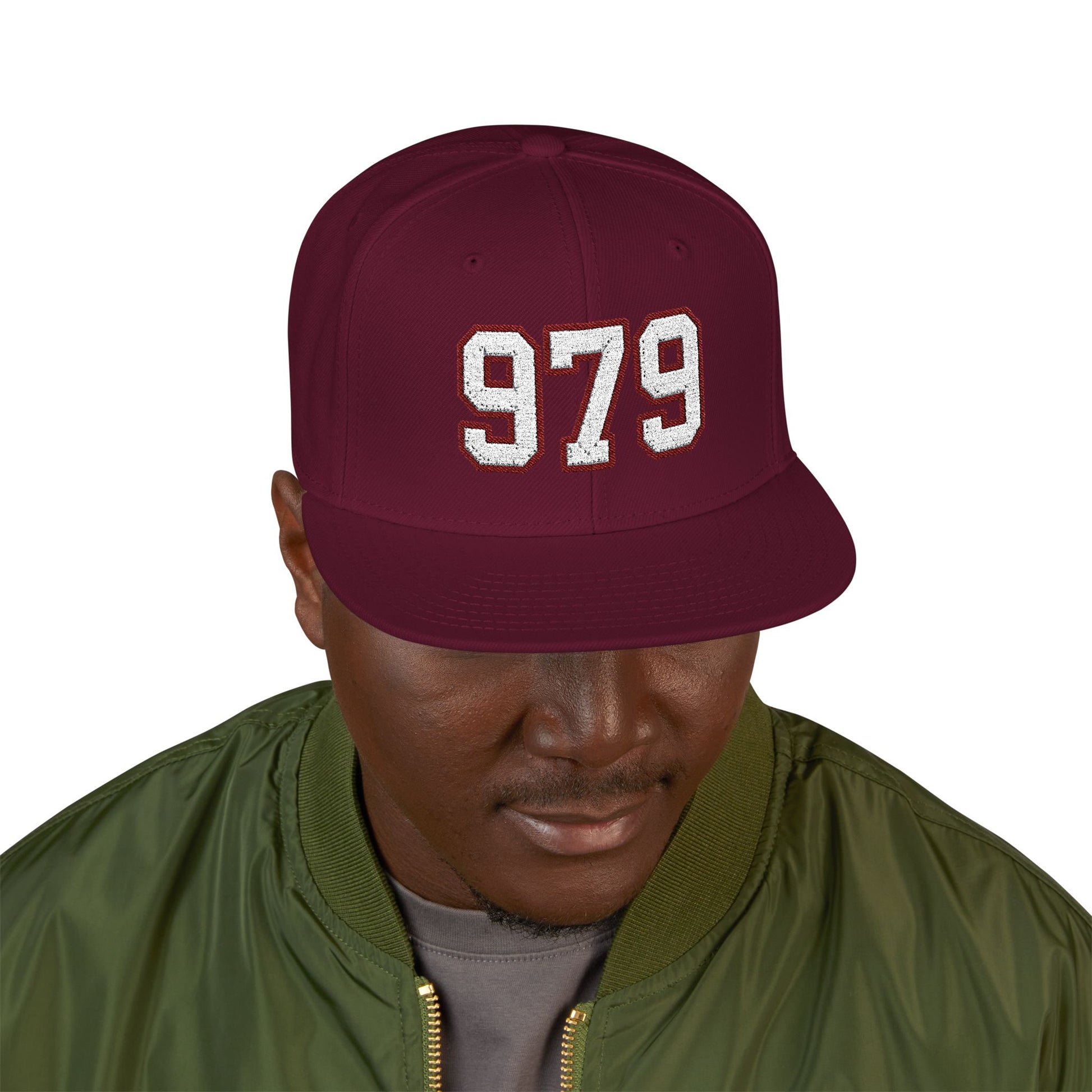 979 white embroidered snapback hat vintage varsity style – 318 Supply Co.