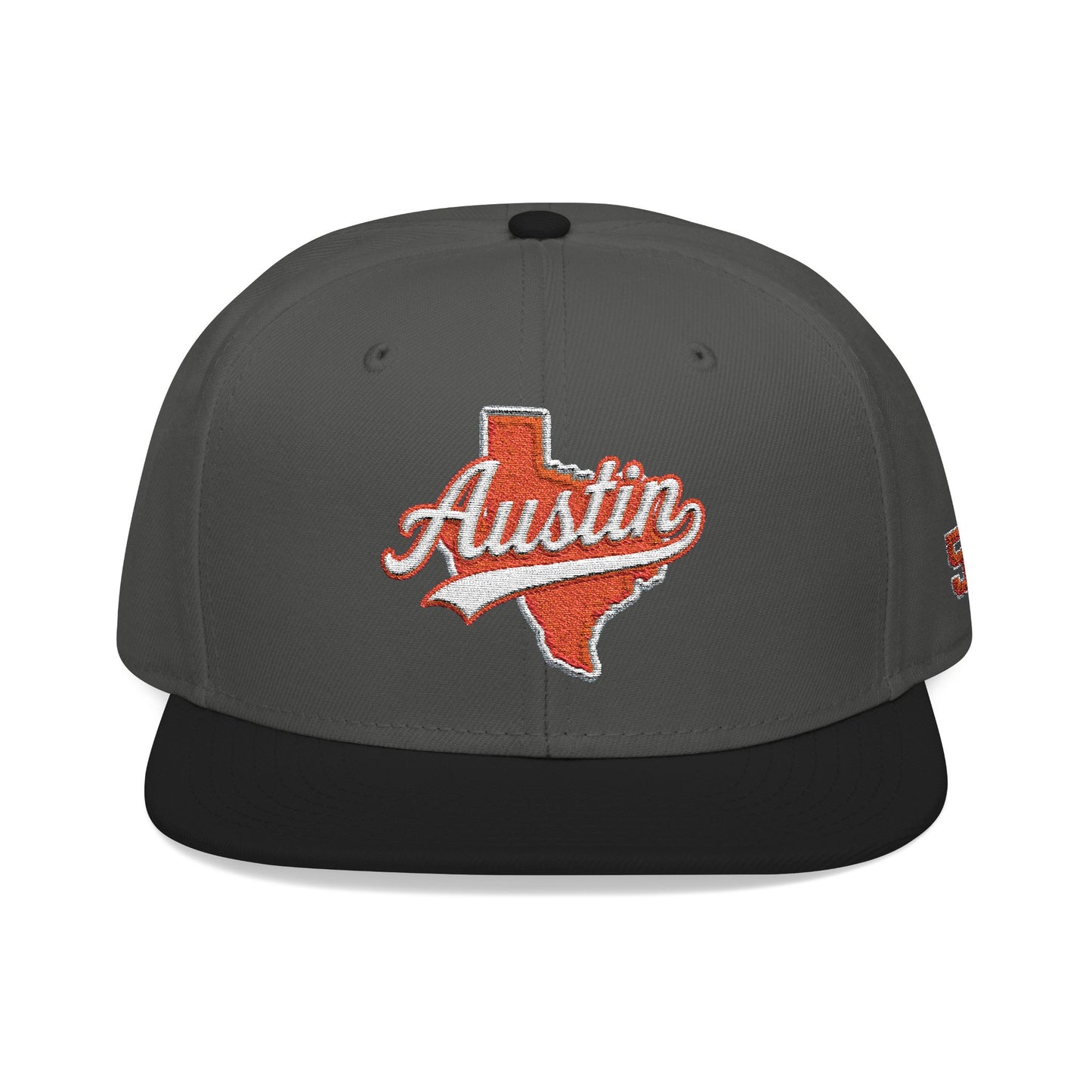 Texas Outline Snapback Hat with Orange 512 Embroidery — Austin Pride Baseball Cap