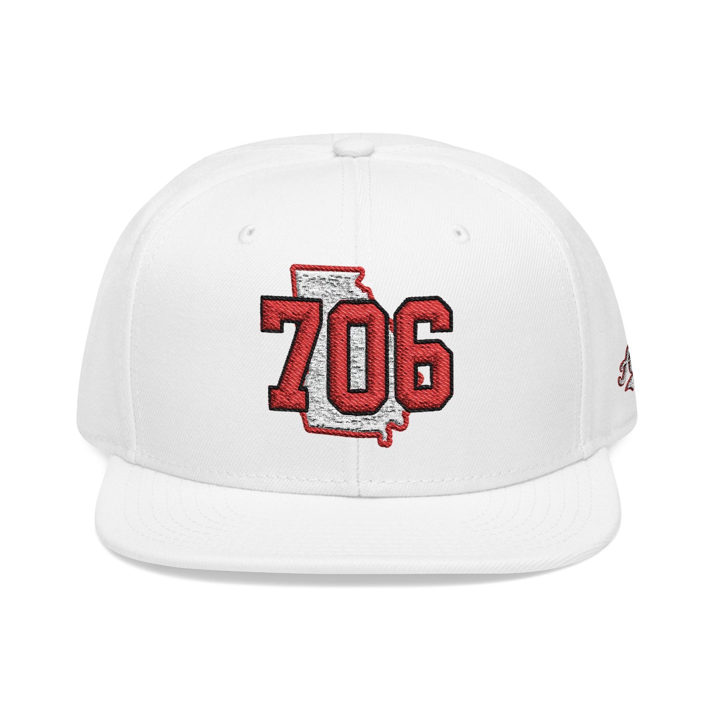 Georgia Snapback Hat — White Embroidered State Outline Cap