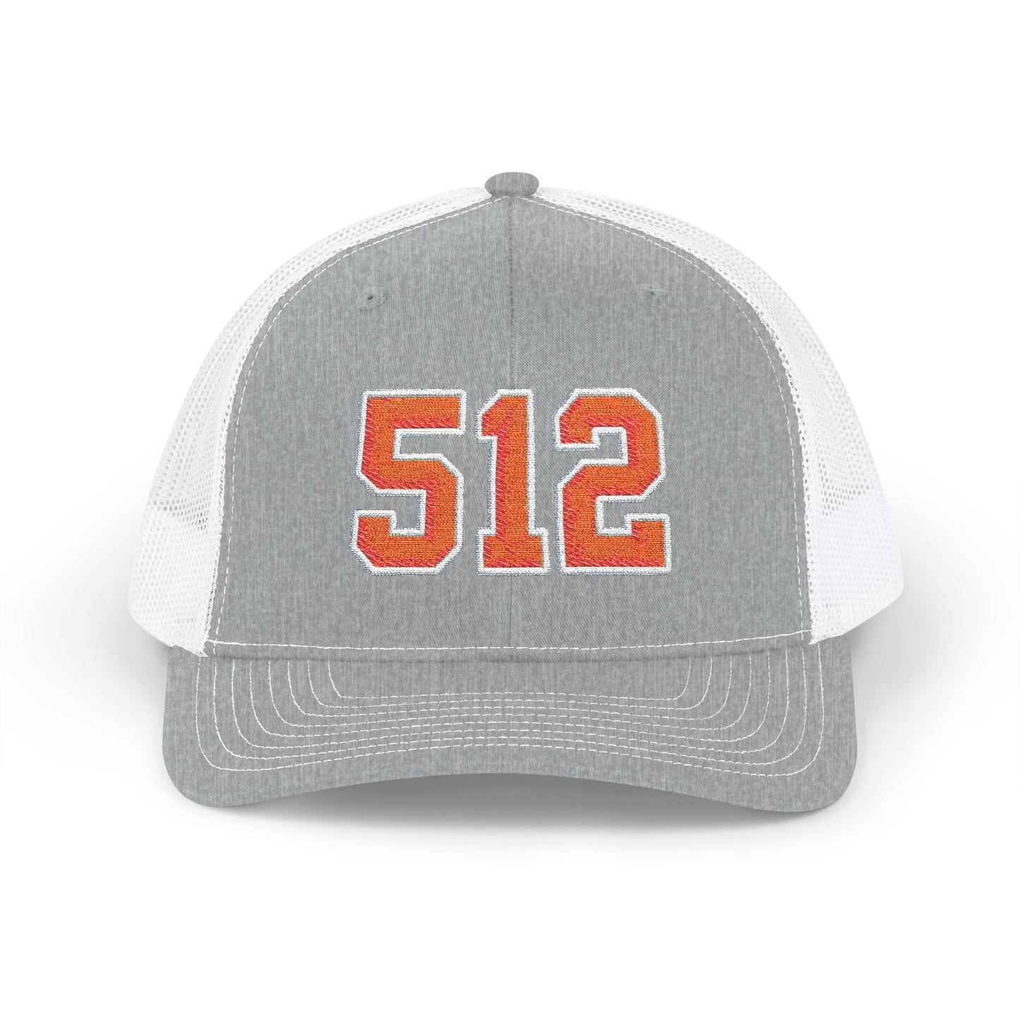 512 Trucker Cap — Orange Embroidered Mesh Snapback Hat