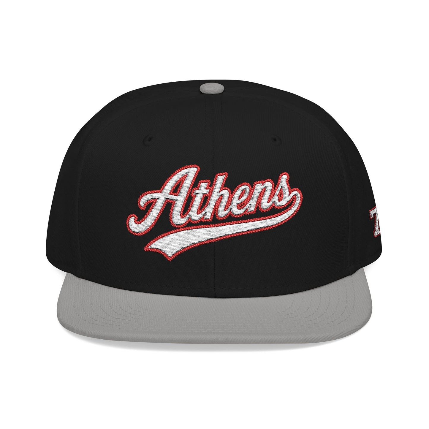 Athens white script embroidered snapback hat with 706 side stitch – 318 Supply Co.