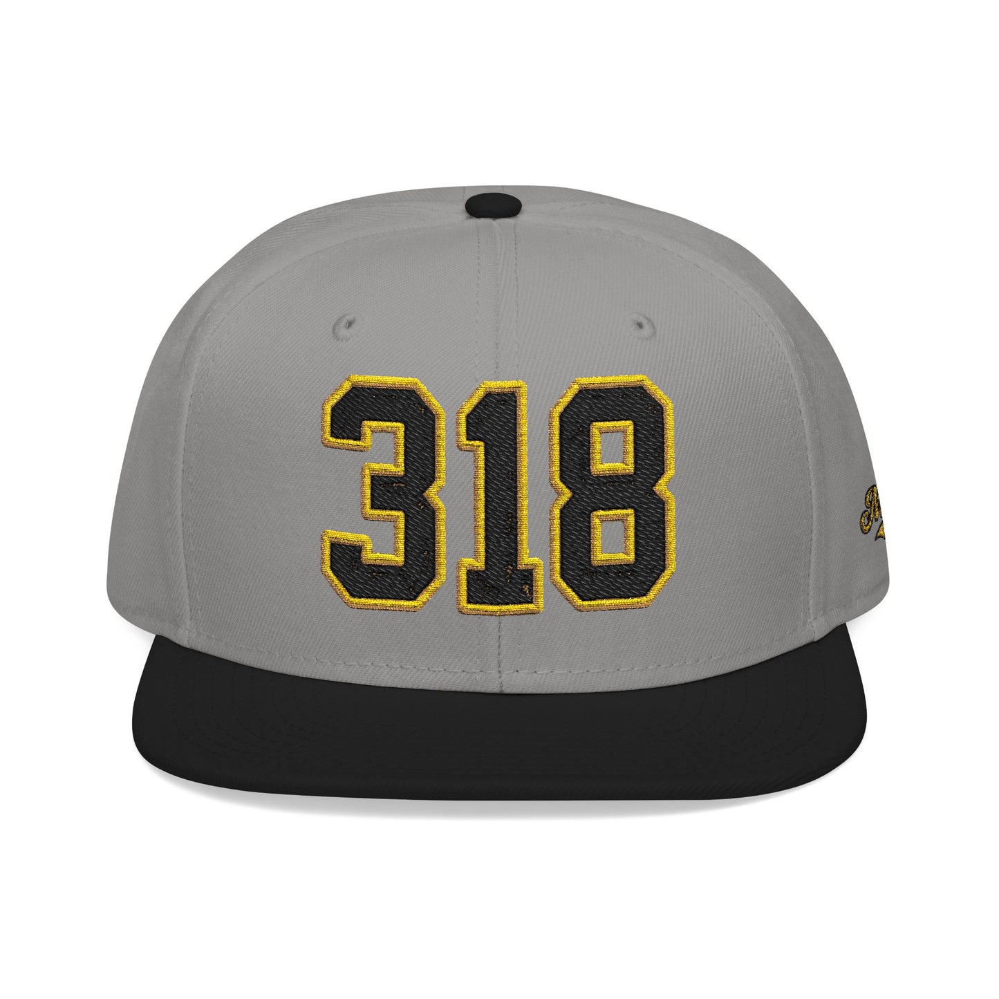 318 Black & Gold Embroidered Snapback Hat — Vintage Varsity Number Cap