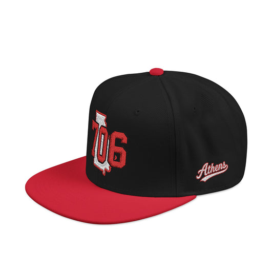 Georgia Snapback Hat — White Embroidered State Outline Cap