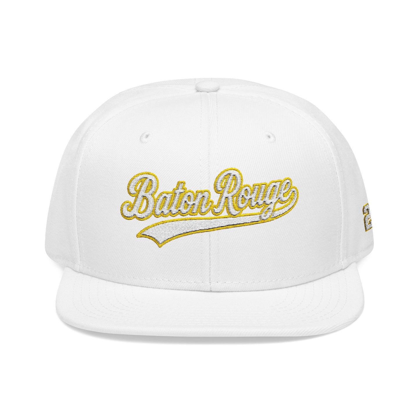 Baton Rouge white script embroidered snapback hat with 225 side stitch – 318 Supply Co.